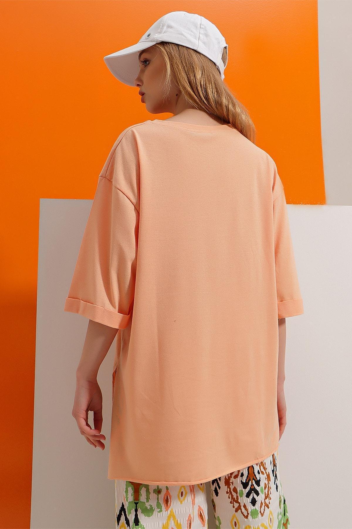 Pink Crew Neck Cotton Oversize T-Shirt, , large image number 5