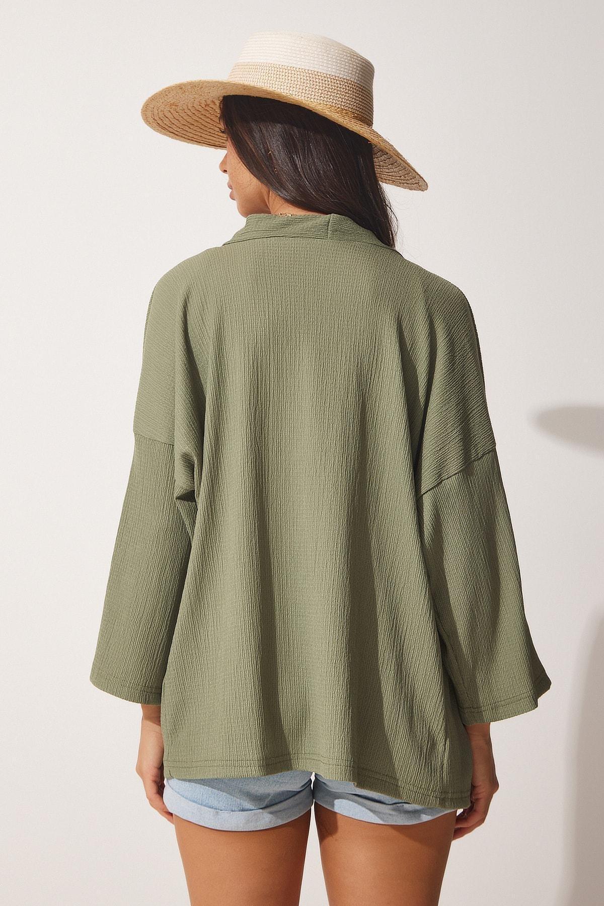 Khaki Coated Collar Seasonal Textured Jacket, , large image number 2