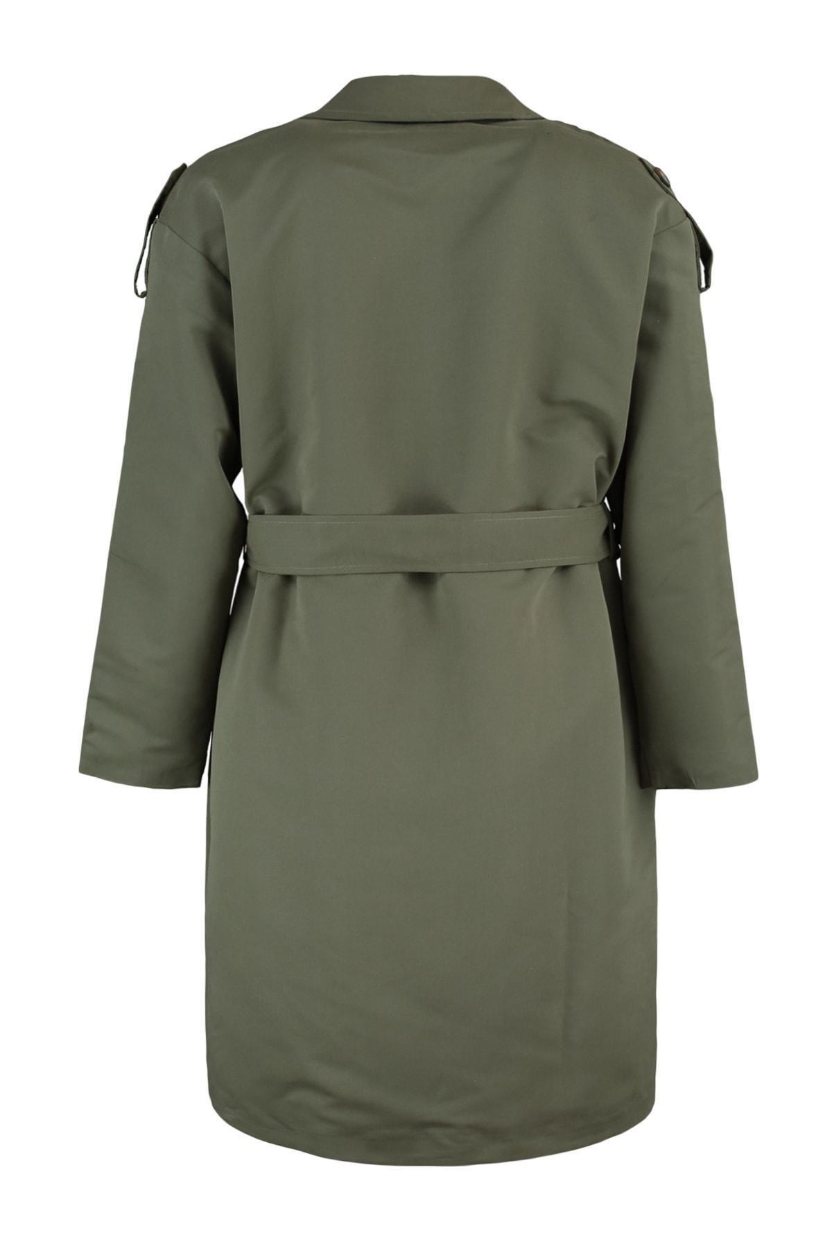 Khaki Double Breasted Plus Size Trench Coat, , large image number 6