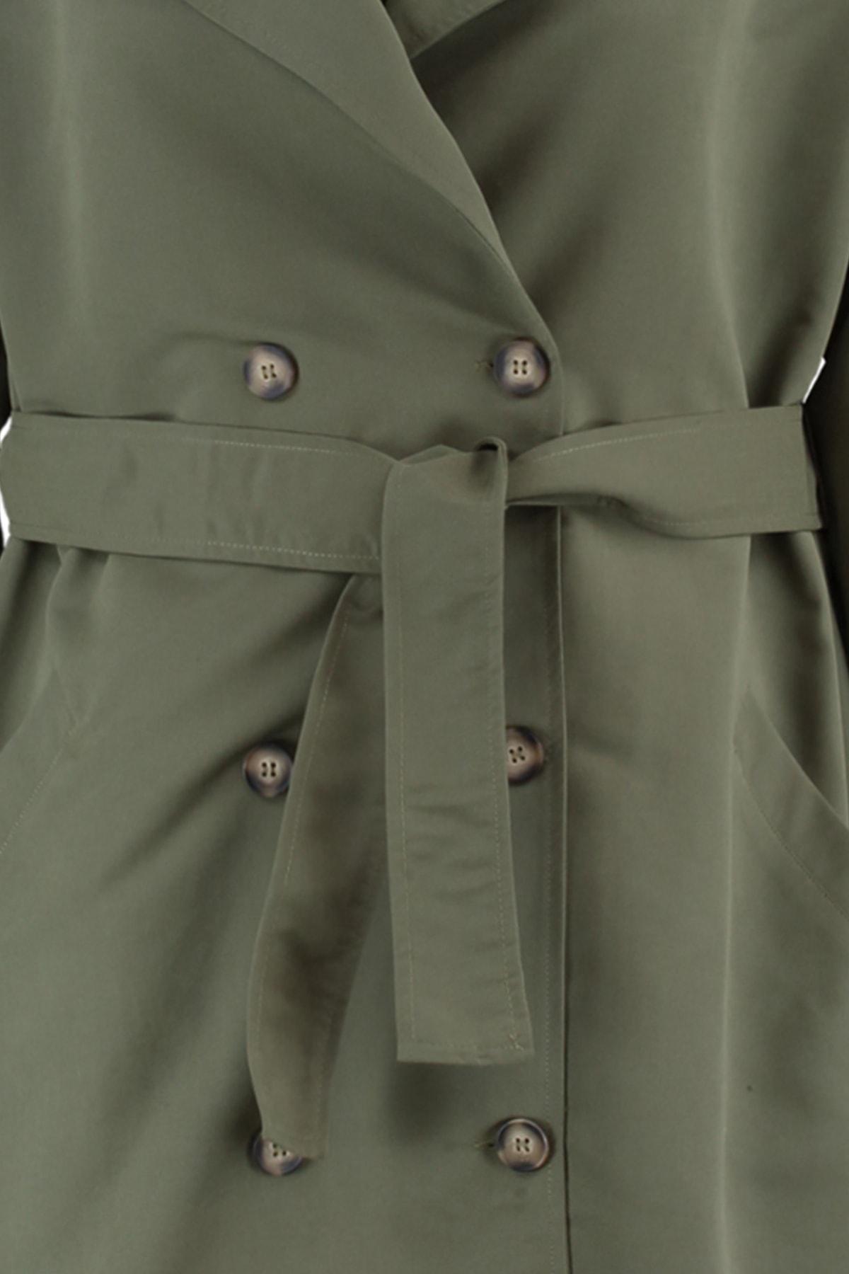 Khaki Double Breasted Plus Size Trench Coat, , large image number 7