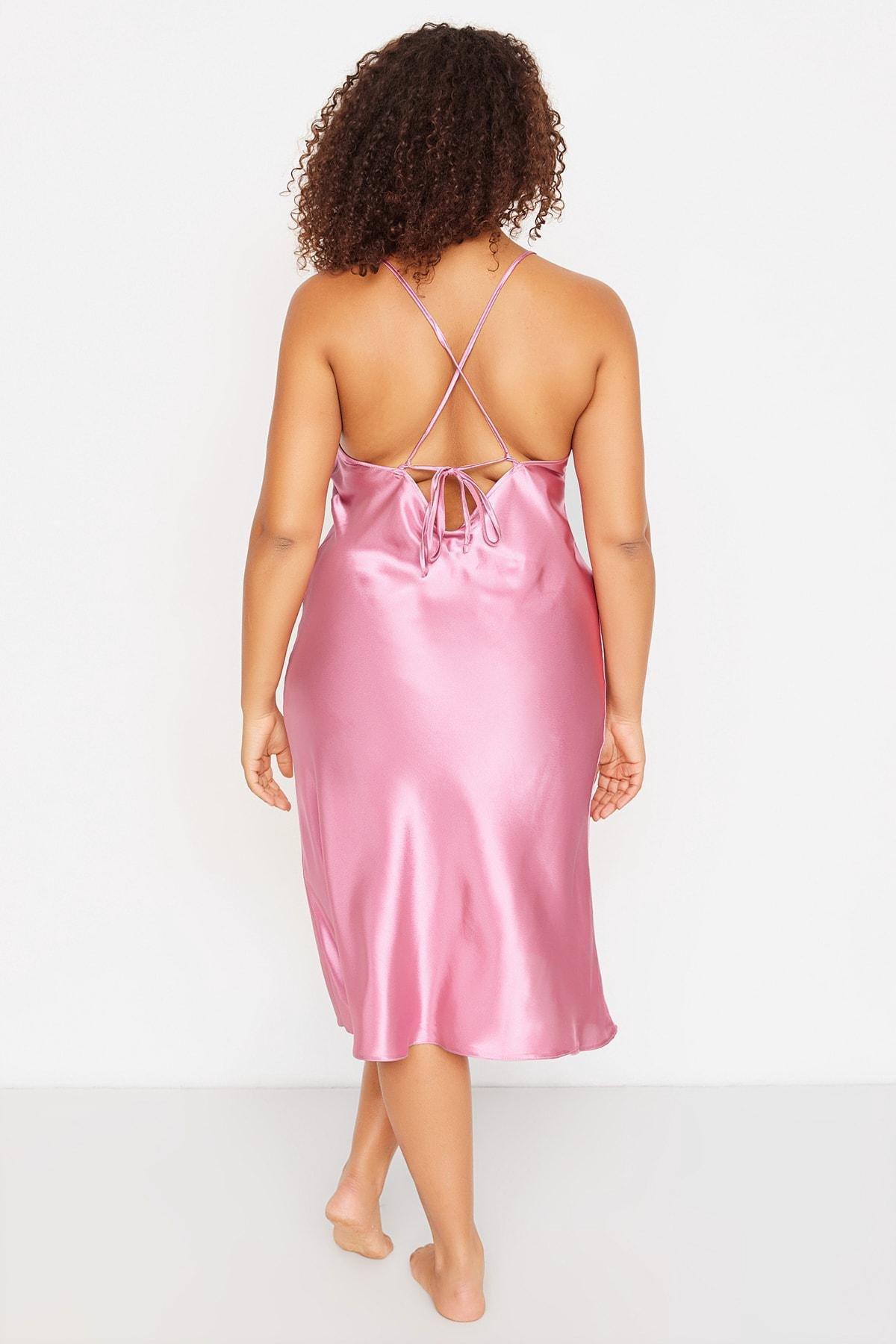 Pink Cowl Neck Plus Size Nightgown, , large image number 4