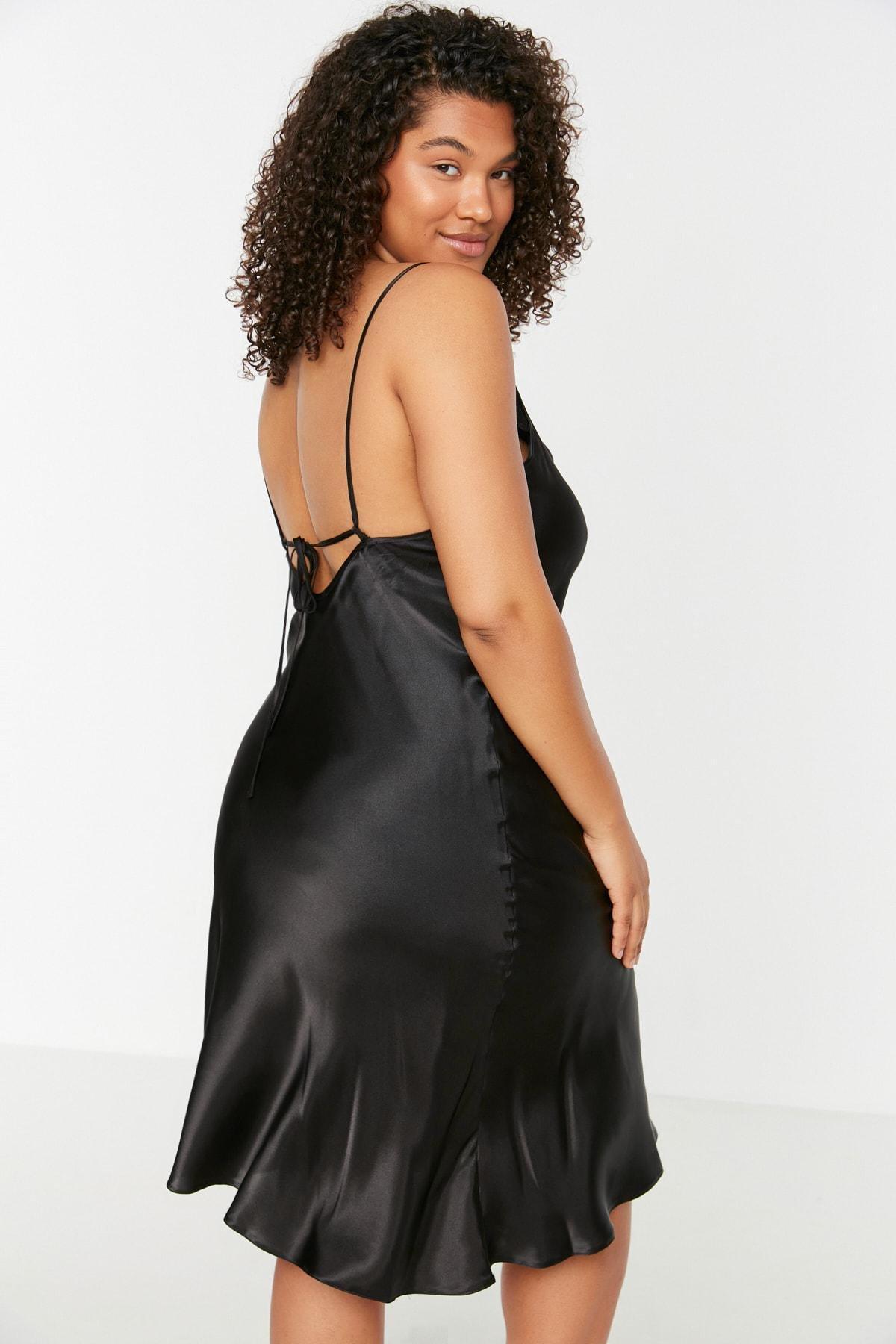 Trendyol - Black Plus Size Nightgown, Set Of 2