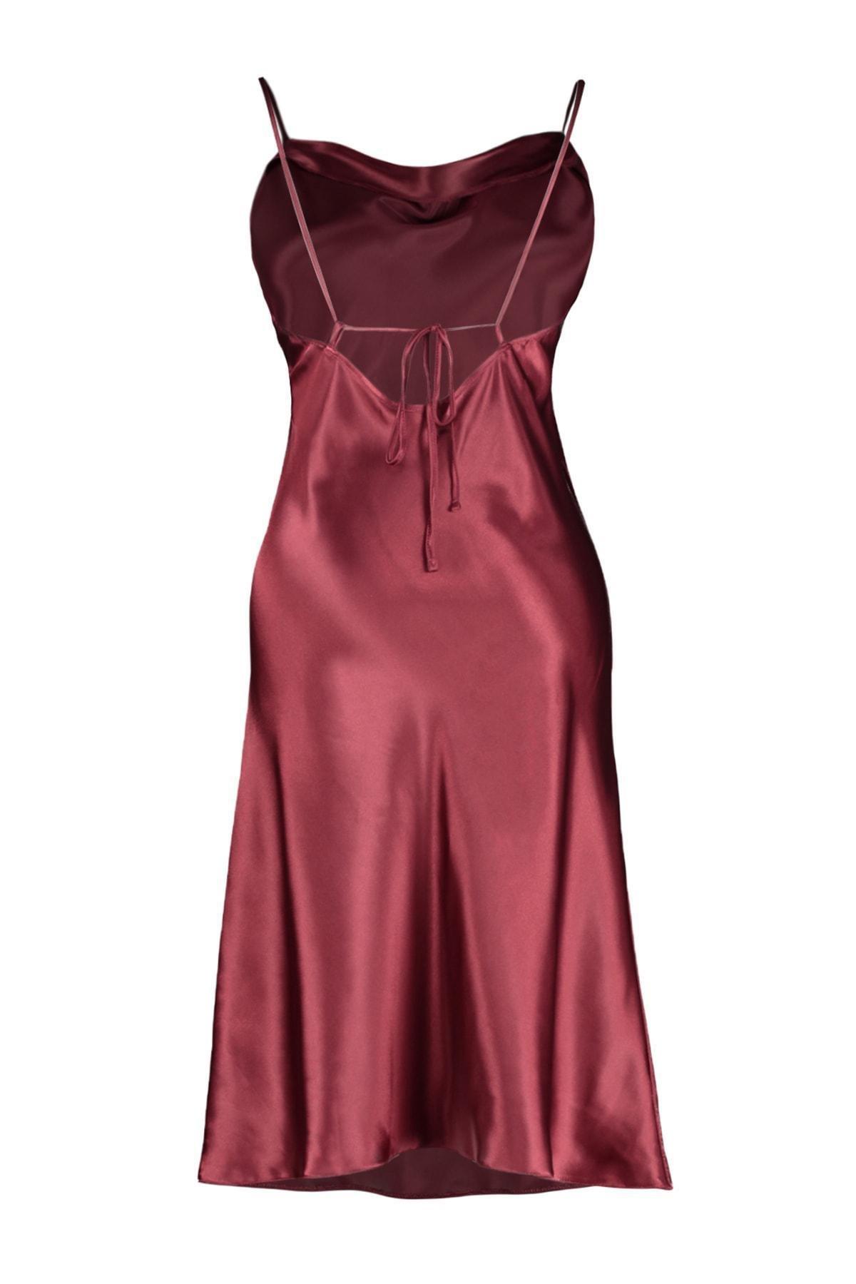 Trendyol - Burgundy Basic Plus Size Nightgown, Set Of 2