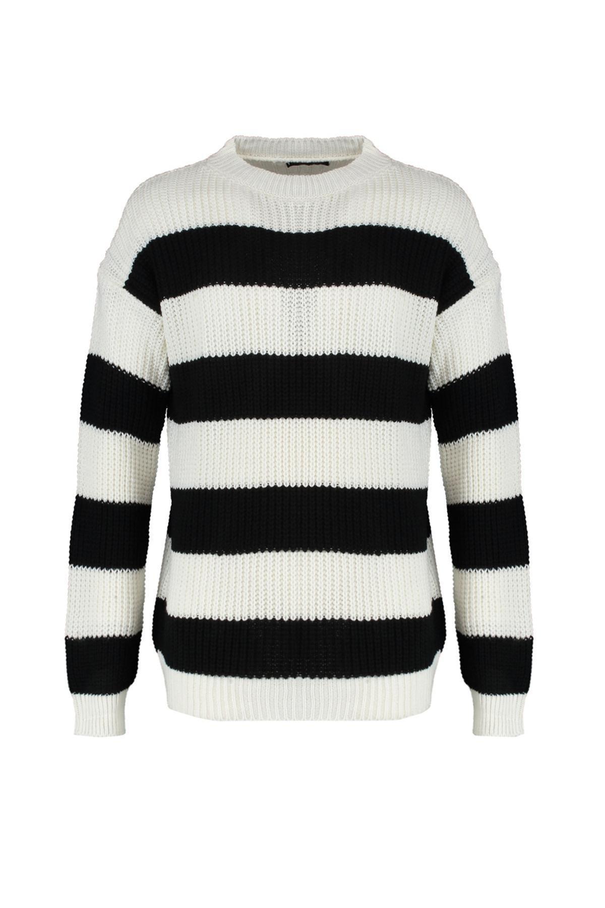 Black Striped Oversize Sweater, , large image number 5