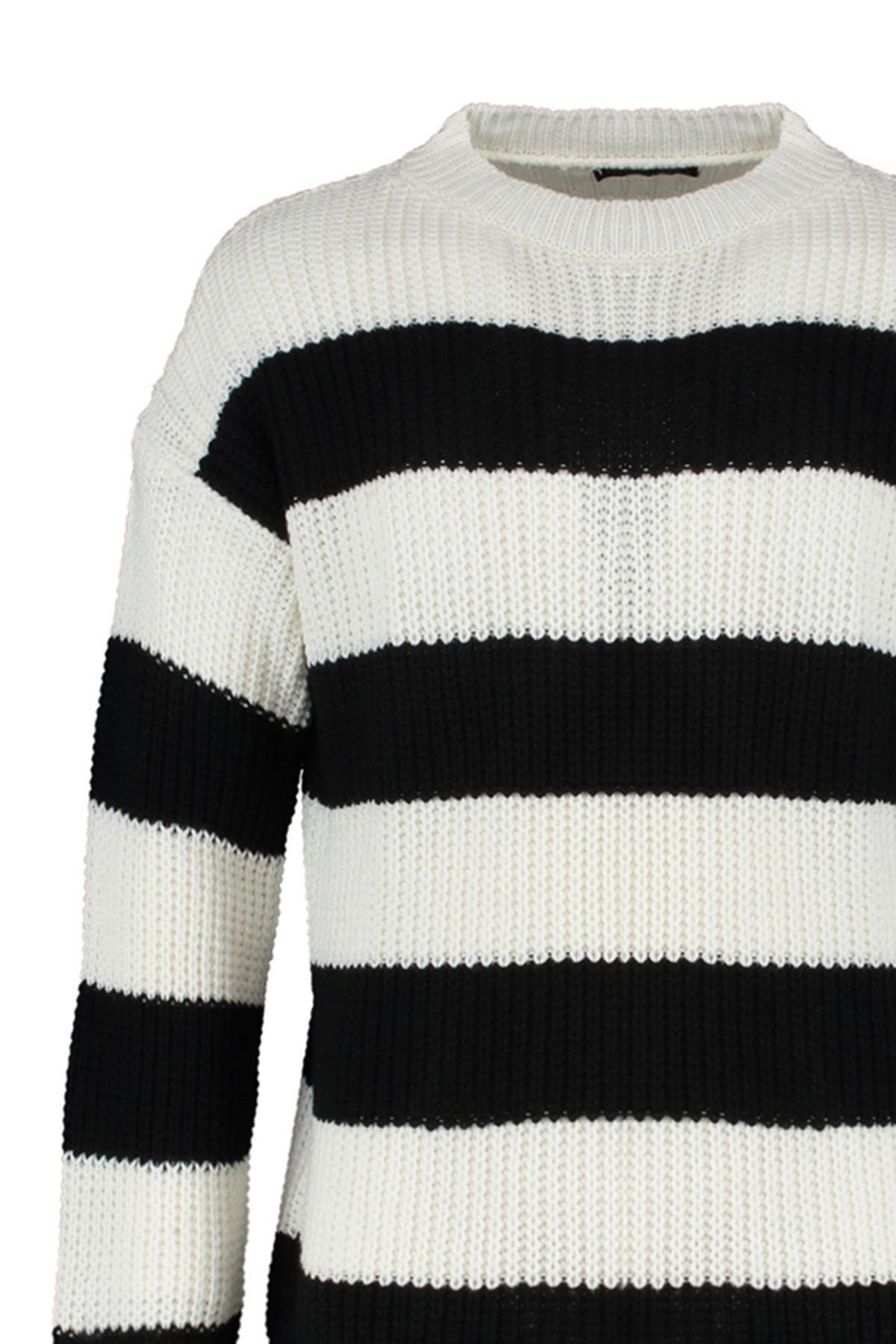 Black Striped Oversize Sweater, , large image number 6