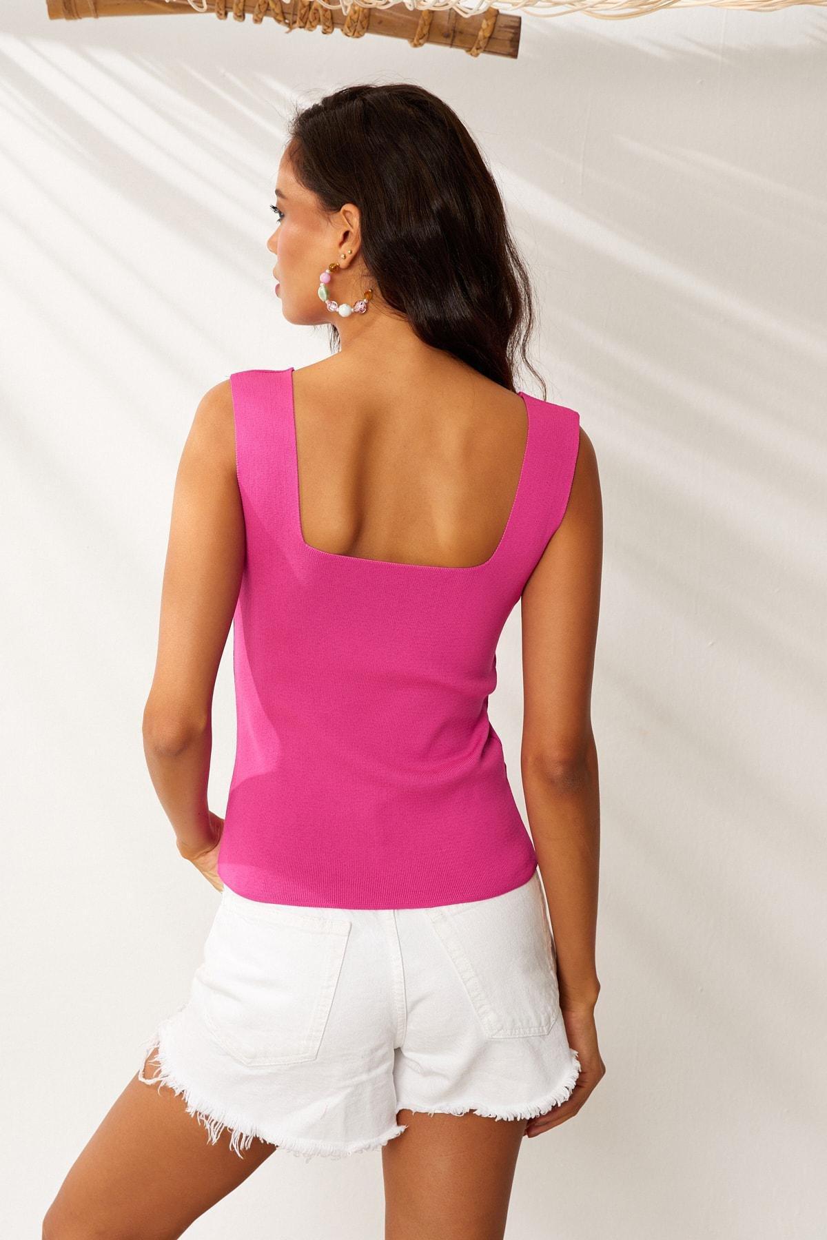 Cool & Sexy - Pink Colour Block Slim Camisole