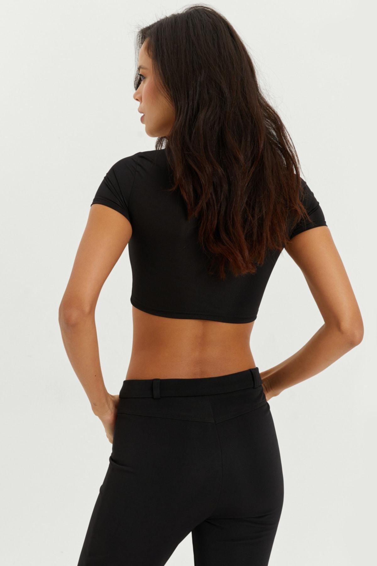 Black Sweetheart Neck Slim Crop Top, , large image number 2