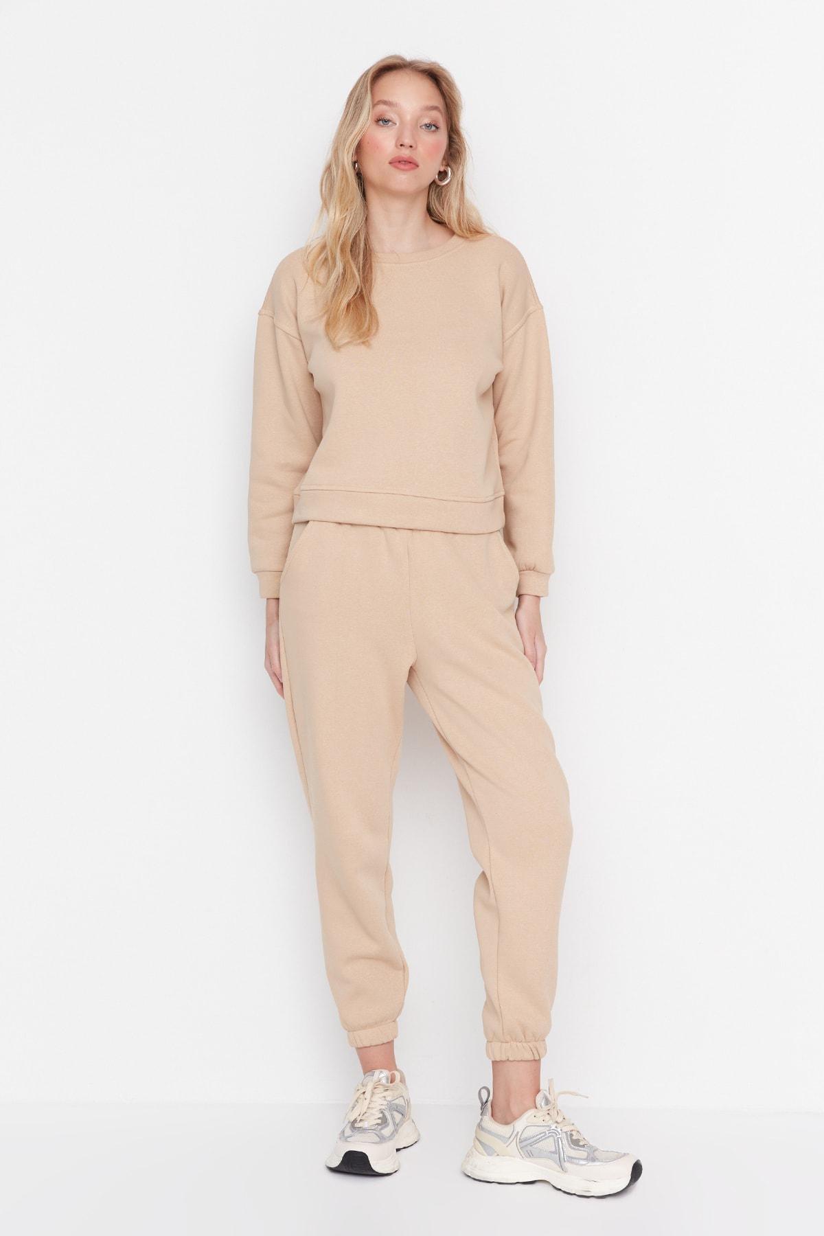 Beige Knitted Sweatsuit Co-Ord Set, , large image number 0