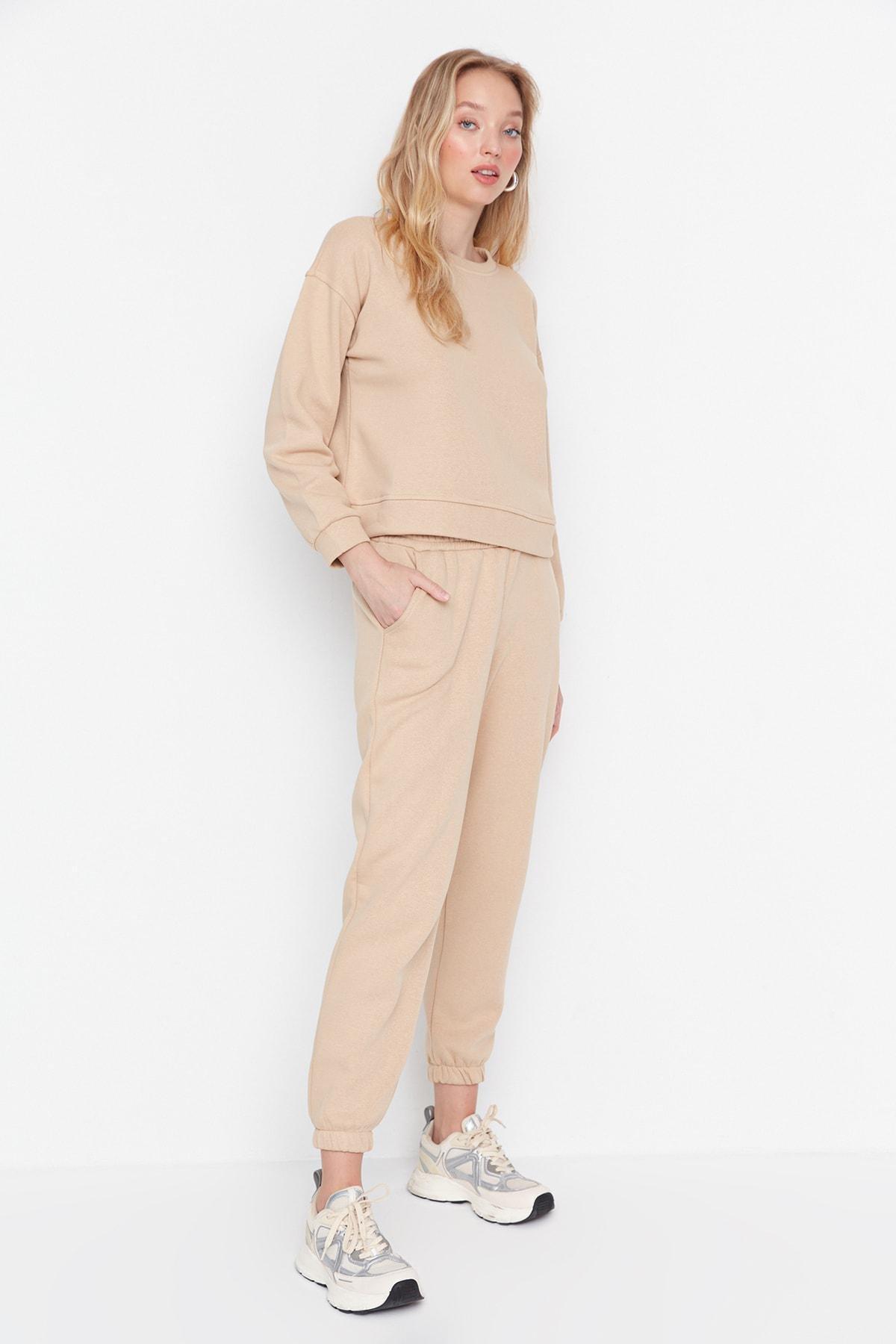 Beige Knitted Sweatsuit Co-Ord Set, , large image number 1