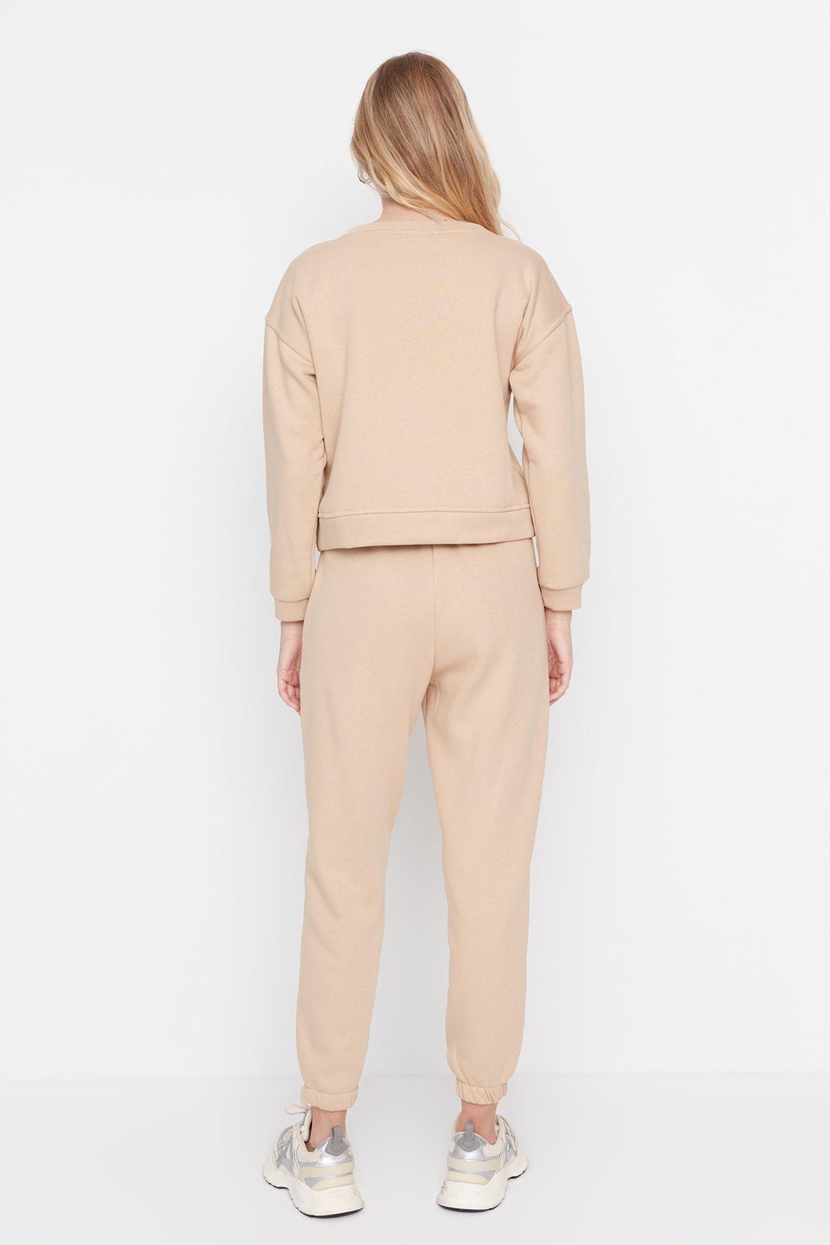 Beige Knitted Sweatsuit Co-Ord Set, , large image number 4