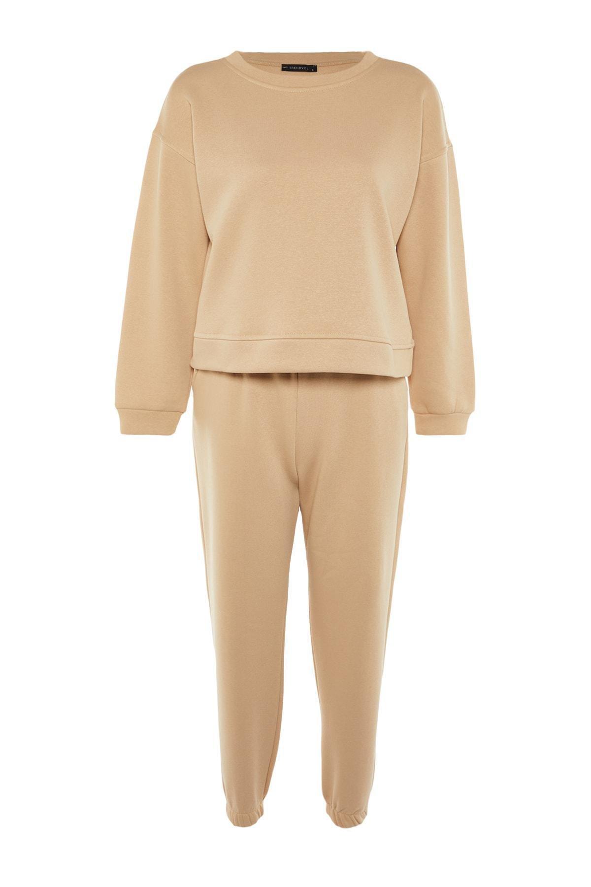 Beige Knitted Sweatsuit Co-Ord Set, , large image number 5