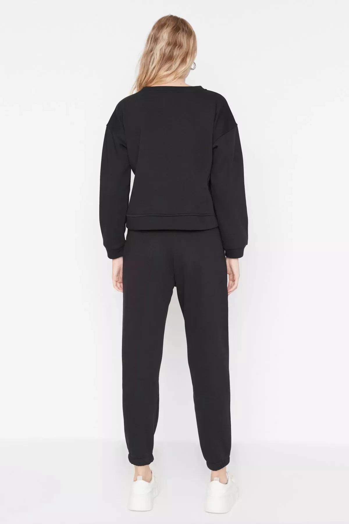 Black Knitted Sweatsuit Co-Ord Set, Black, large image number 3