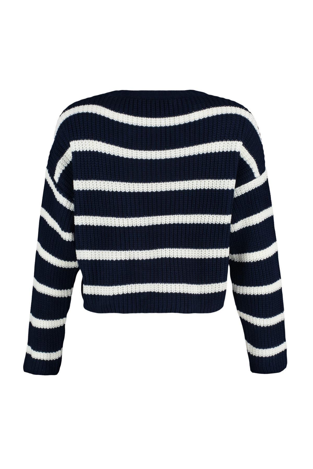 Navy Crew Neck Striped Sweater, , large image number 5