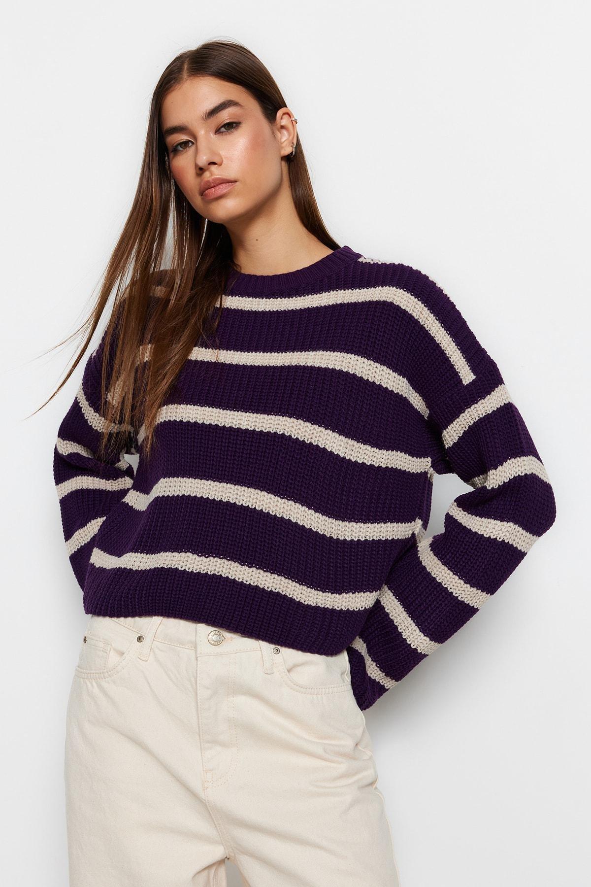 Trendyol - Purple Striped Sweater