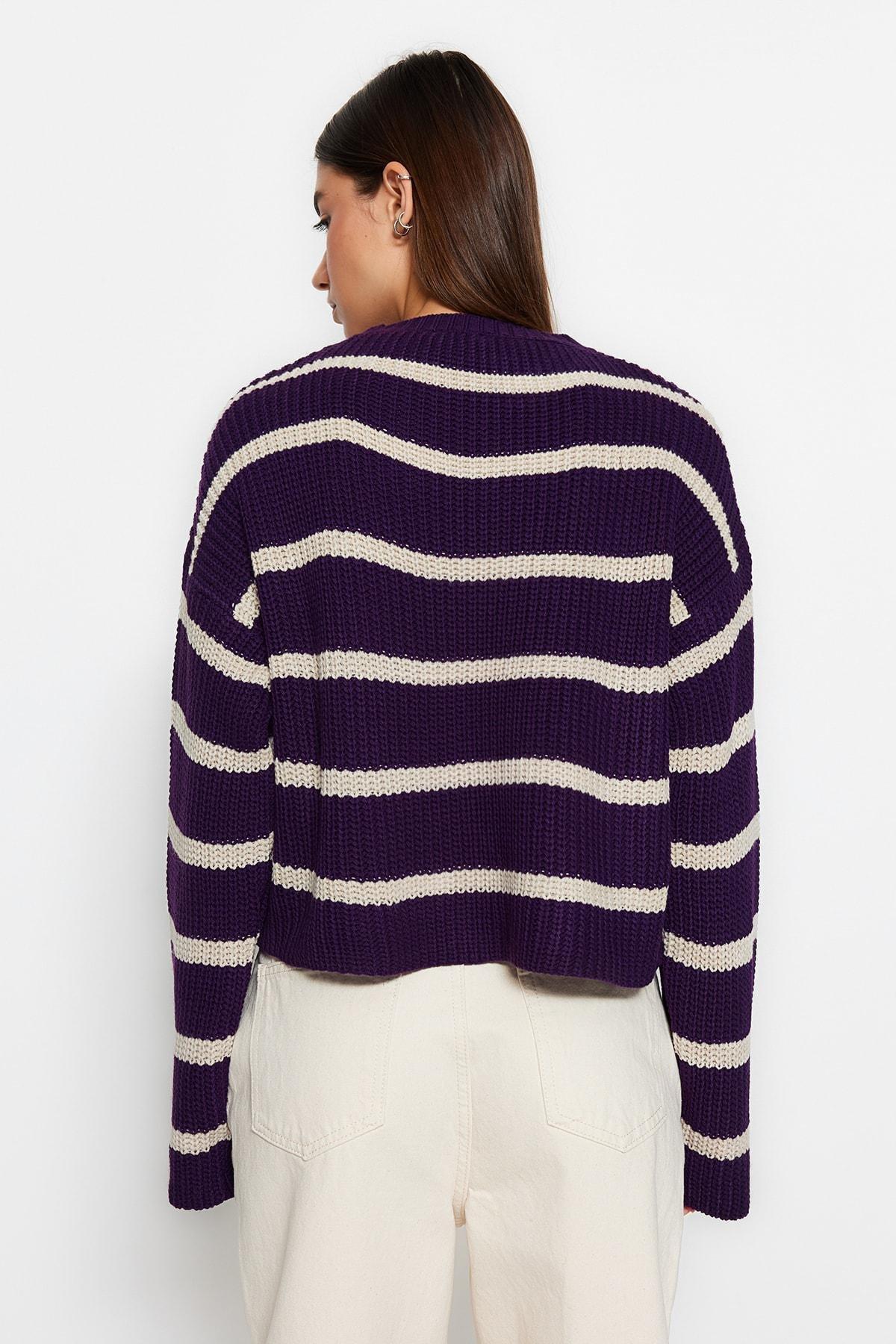 Trendyol - Purple Striped Sweater