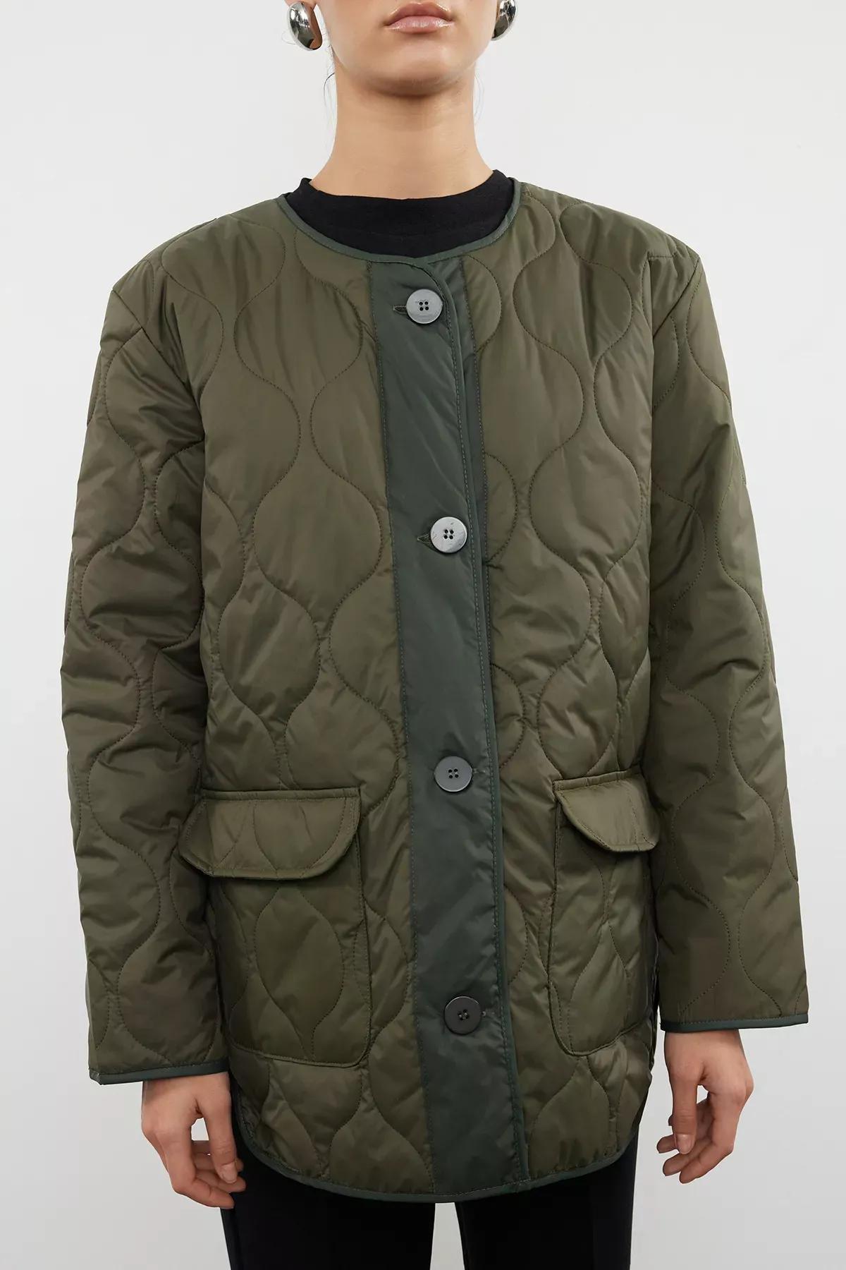 Khaki Crew Neck Jacket, Khaki, large image number 4