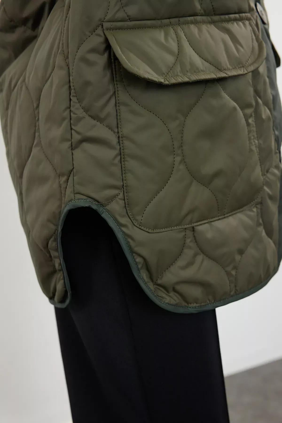 Khaki Crew Neck Jacket, Khaki, large image number 6