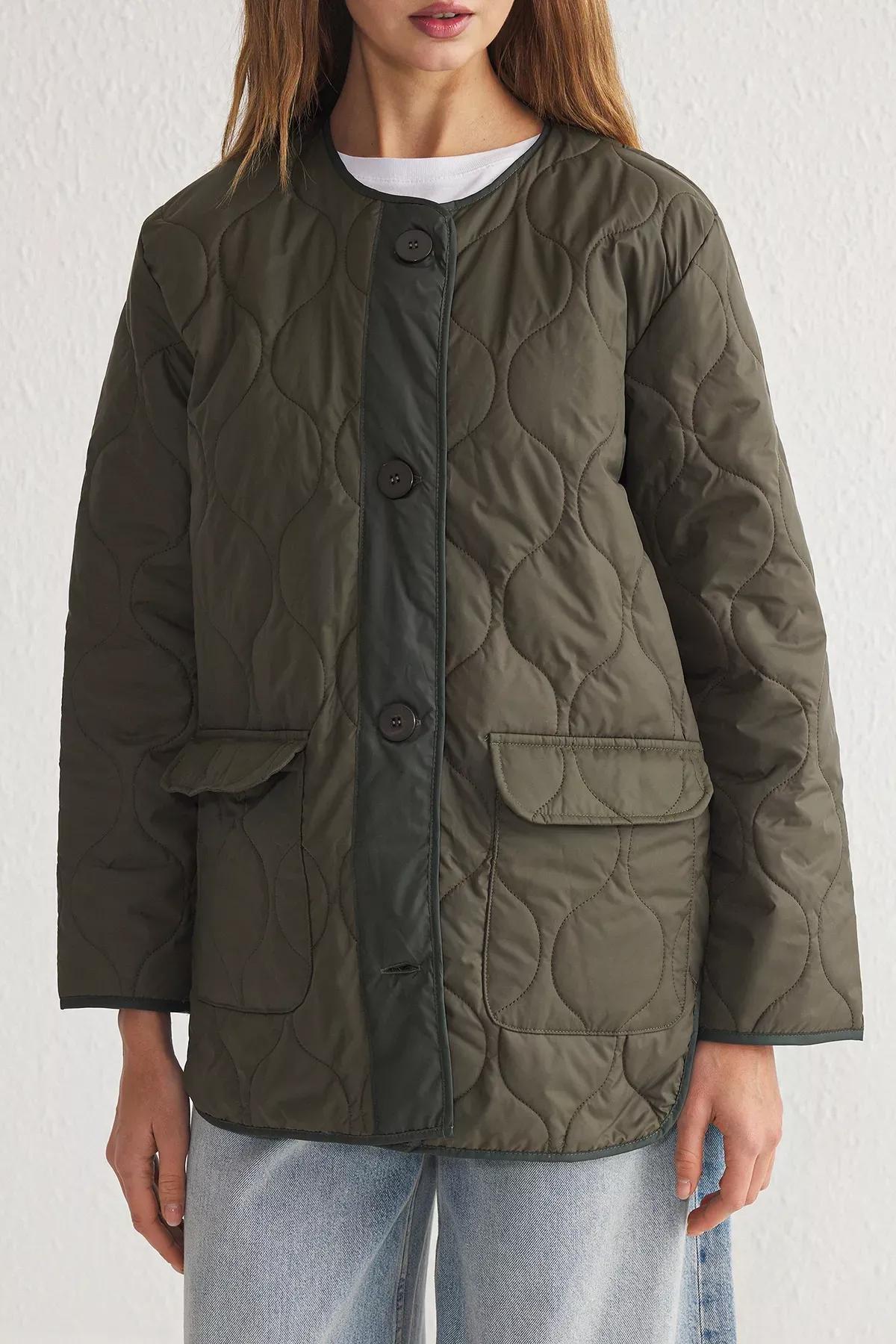 Khaki Crew Neck Jacket, Khaki, large image number 7