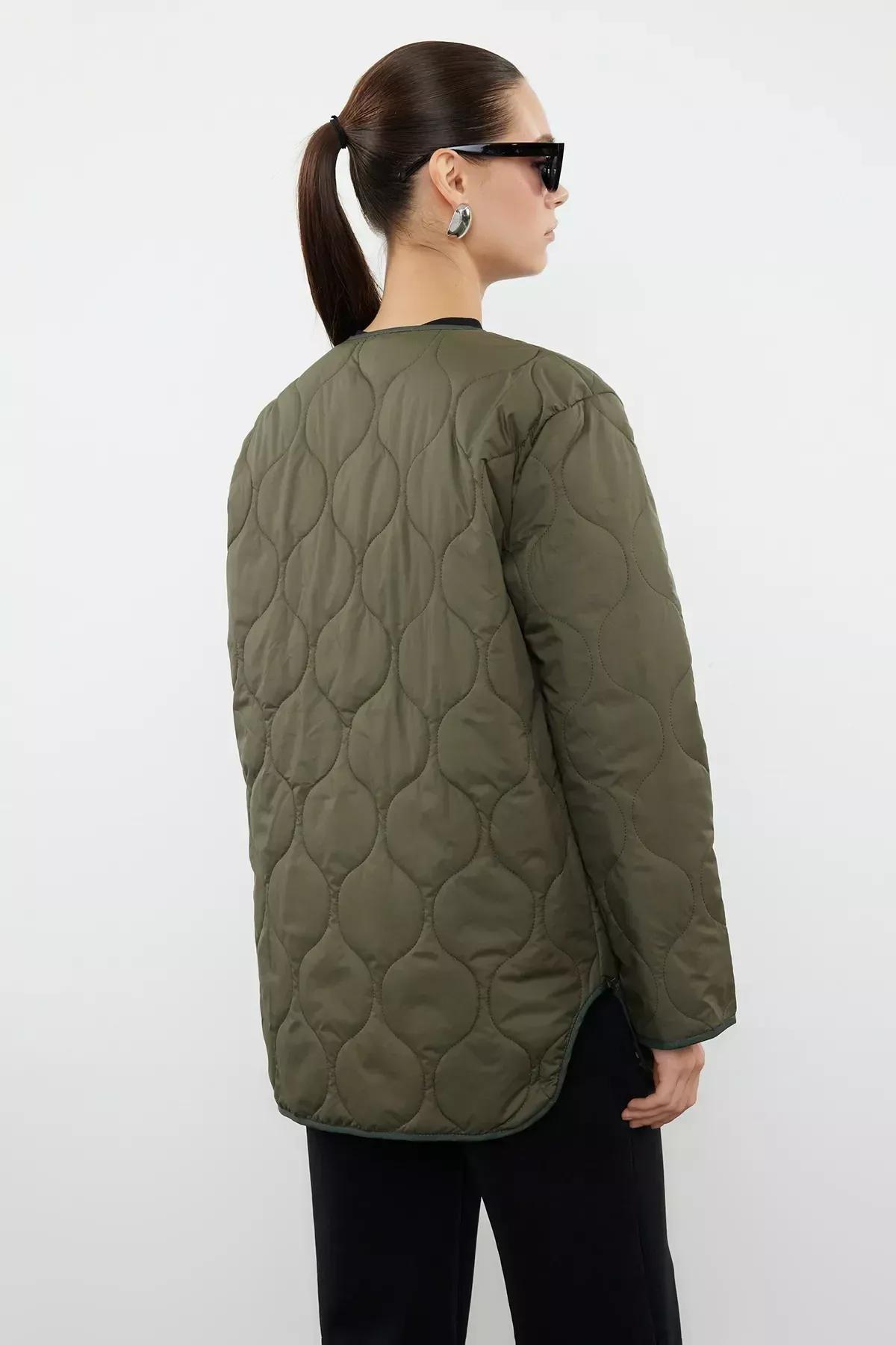 Khaki Crew Neck Jacket, Khaki, large image number 8