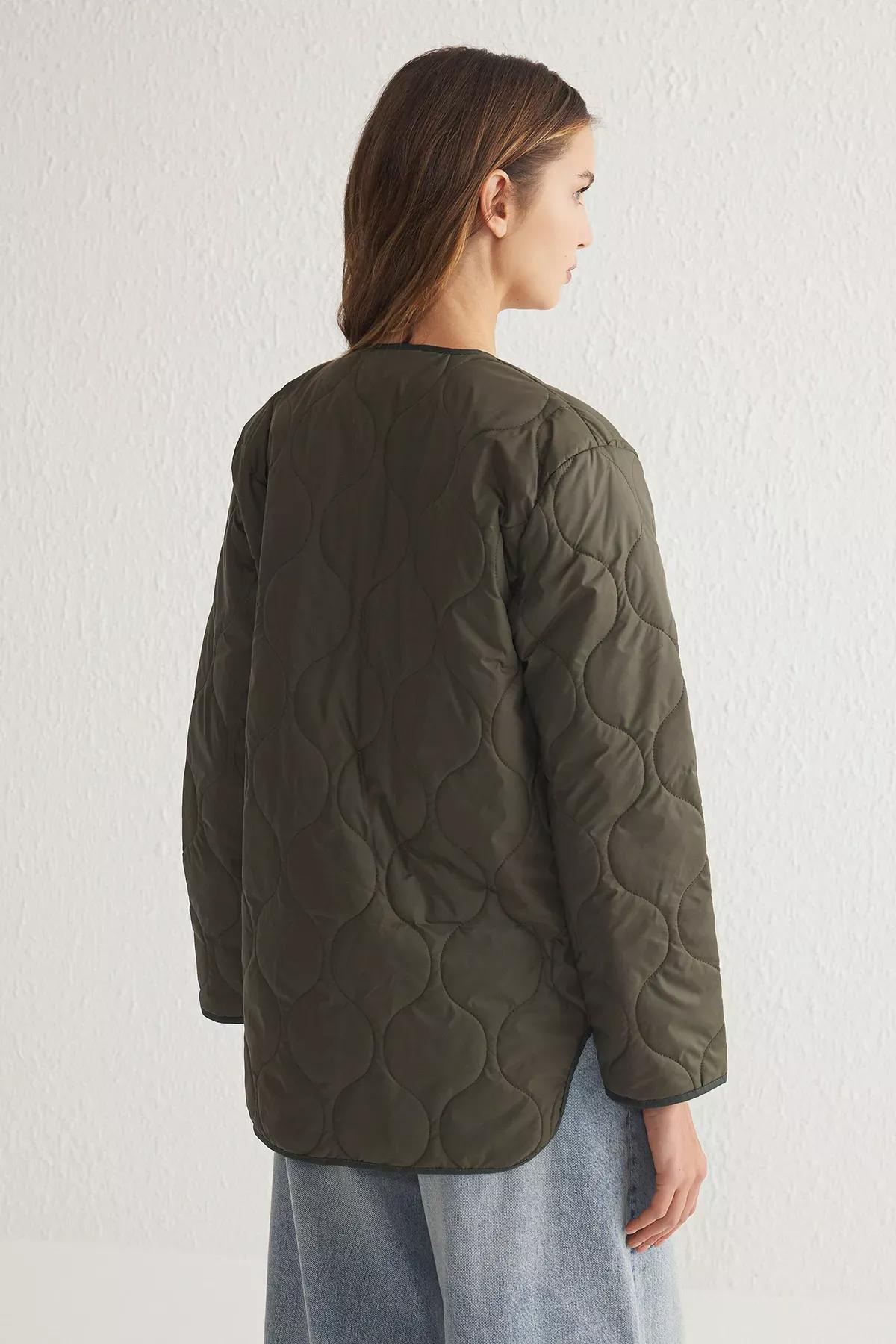 Khaki Crew Neck Jacket, Khaki, large image number 9