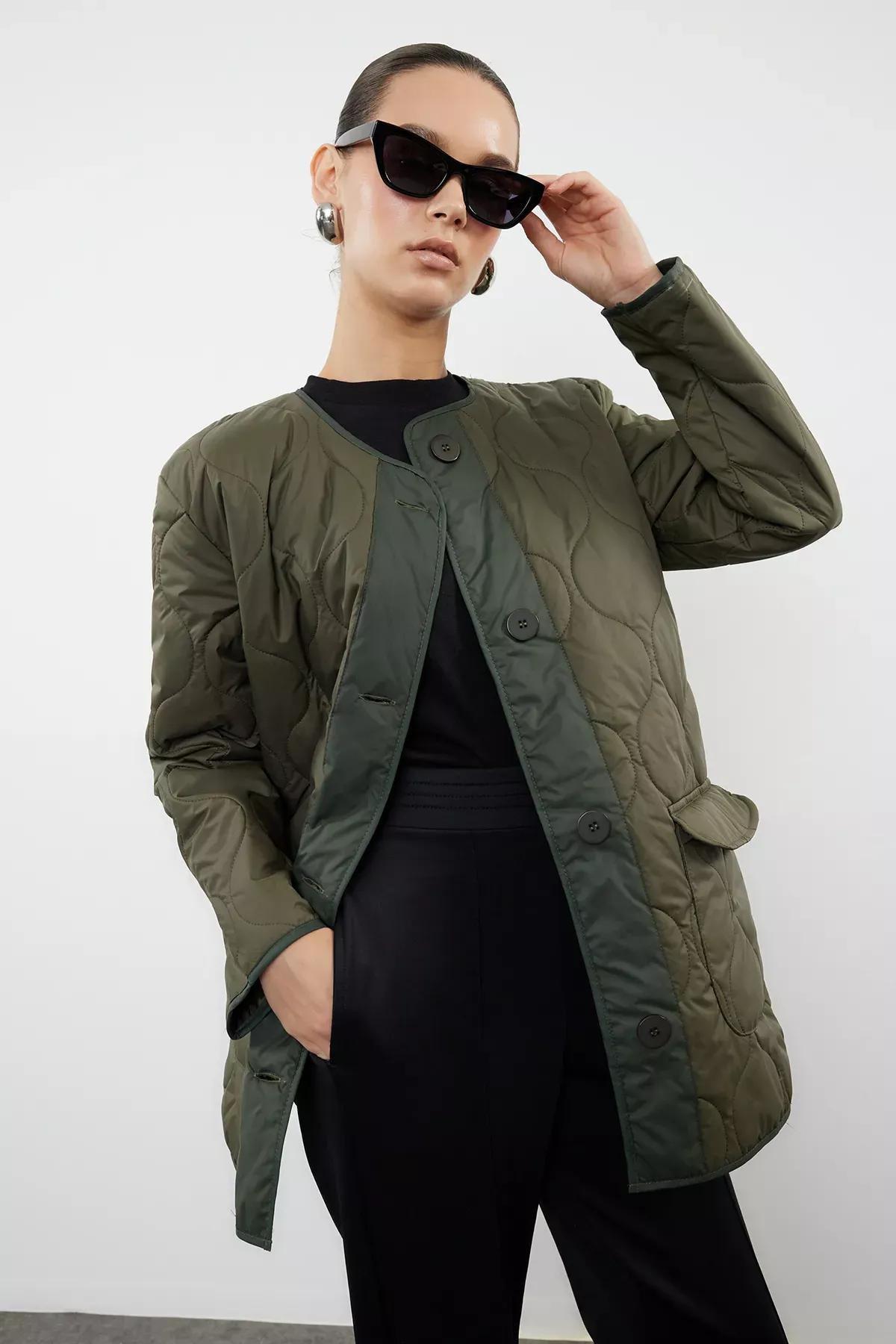 Khaki Crew Neck Jacket, Khaki, large image number 10