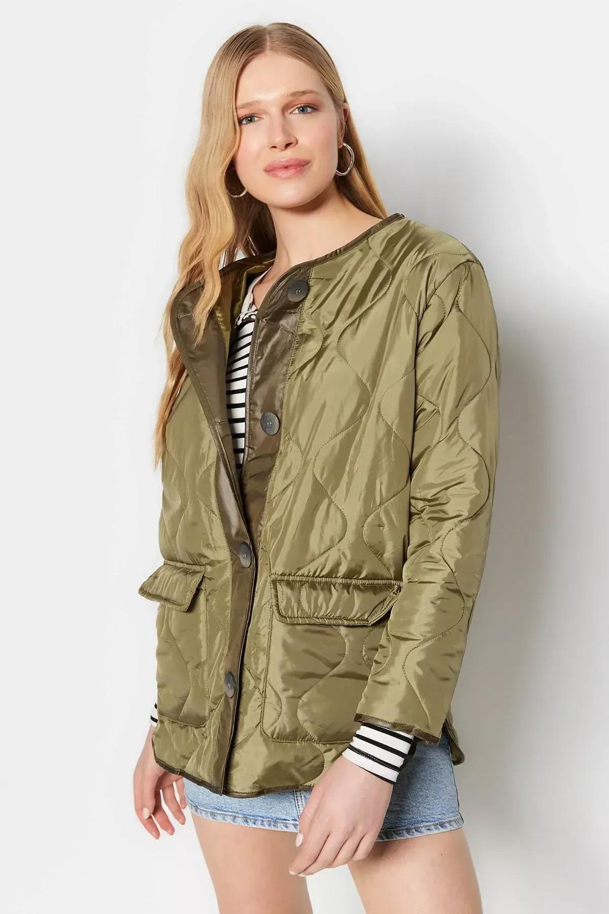 Khaki Crew Neck Jacket, Khaki, large image number 13