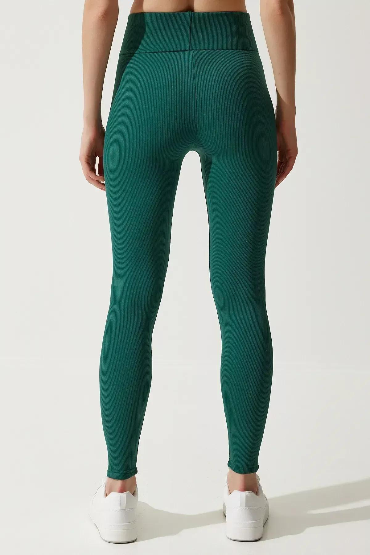 Green High-Waist Ribbed Tights, C101_5671, large image number 4