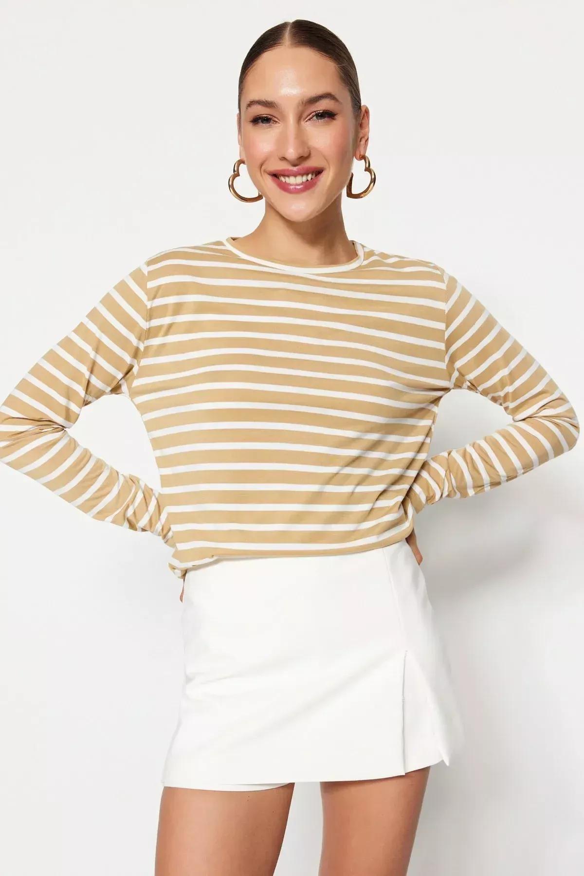 تيشيرت مخطط، بيج, Beige, large image number 1