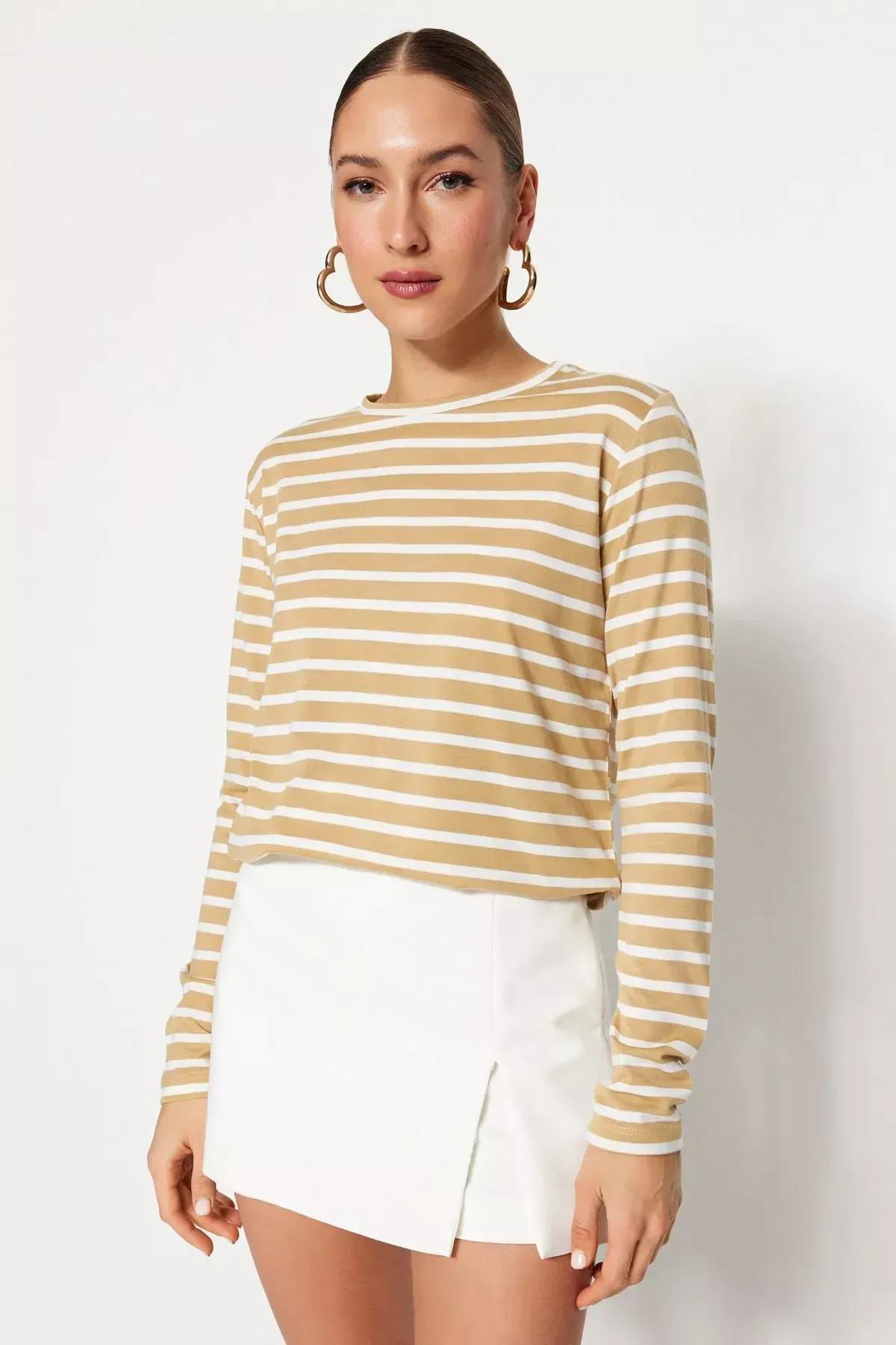 تيشيرت مخطط، بيج, Beige, large image number 2