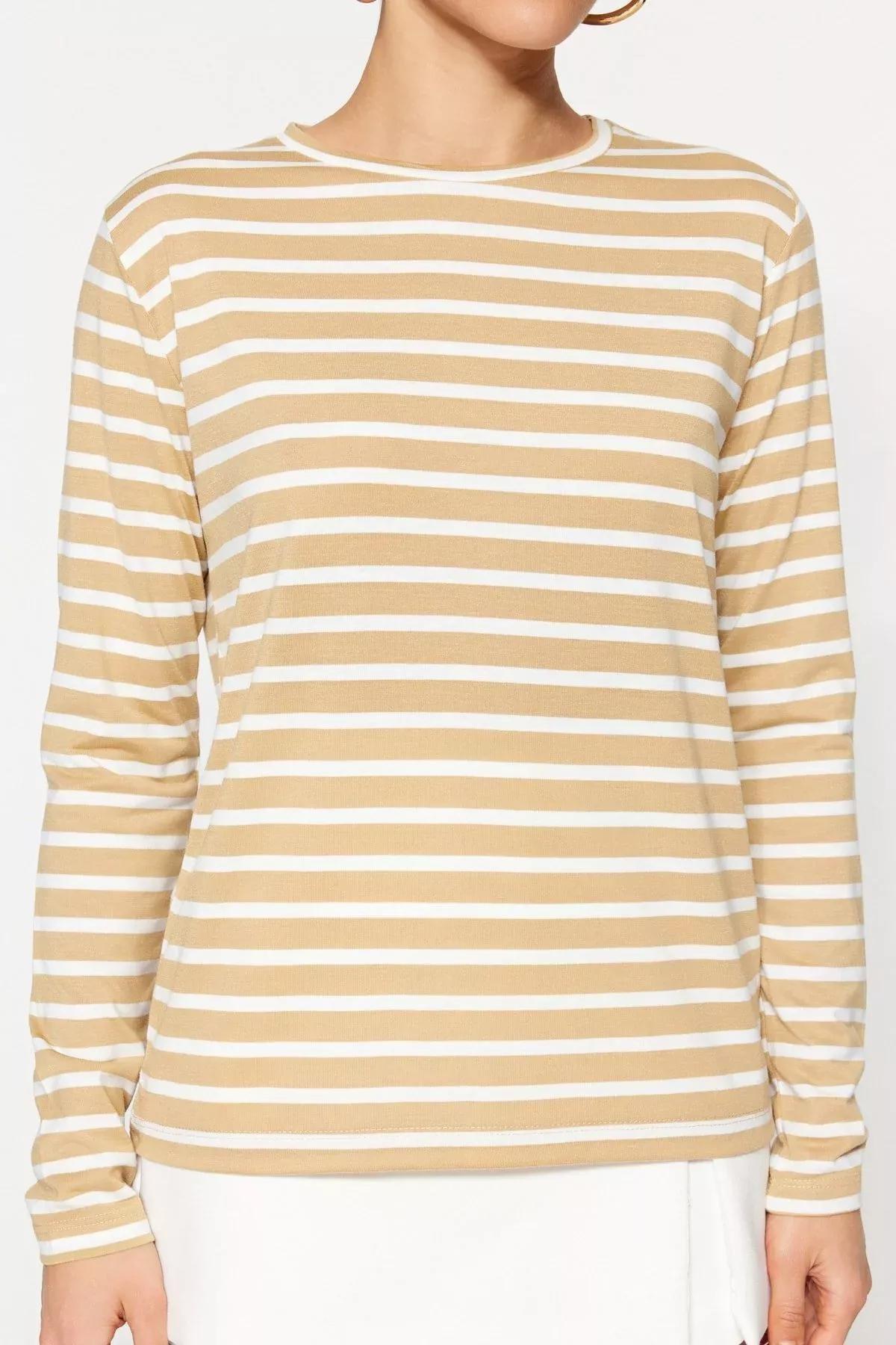 تيشيرت مخطط، بيج, Beige, large image number 4