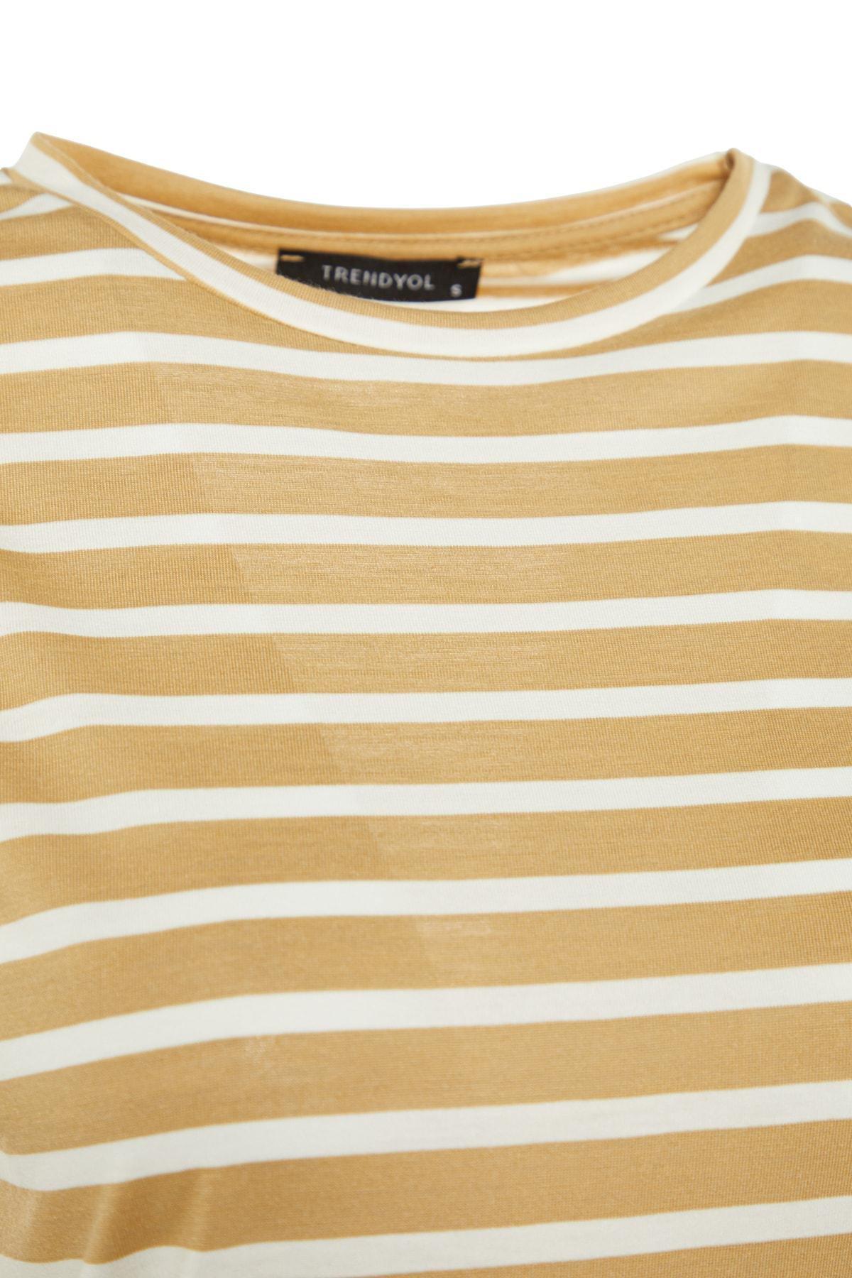 Beige Striped T-Shirt, , large image number 6