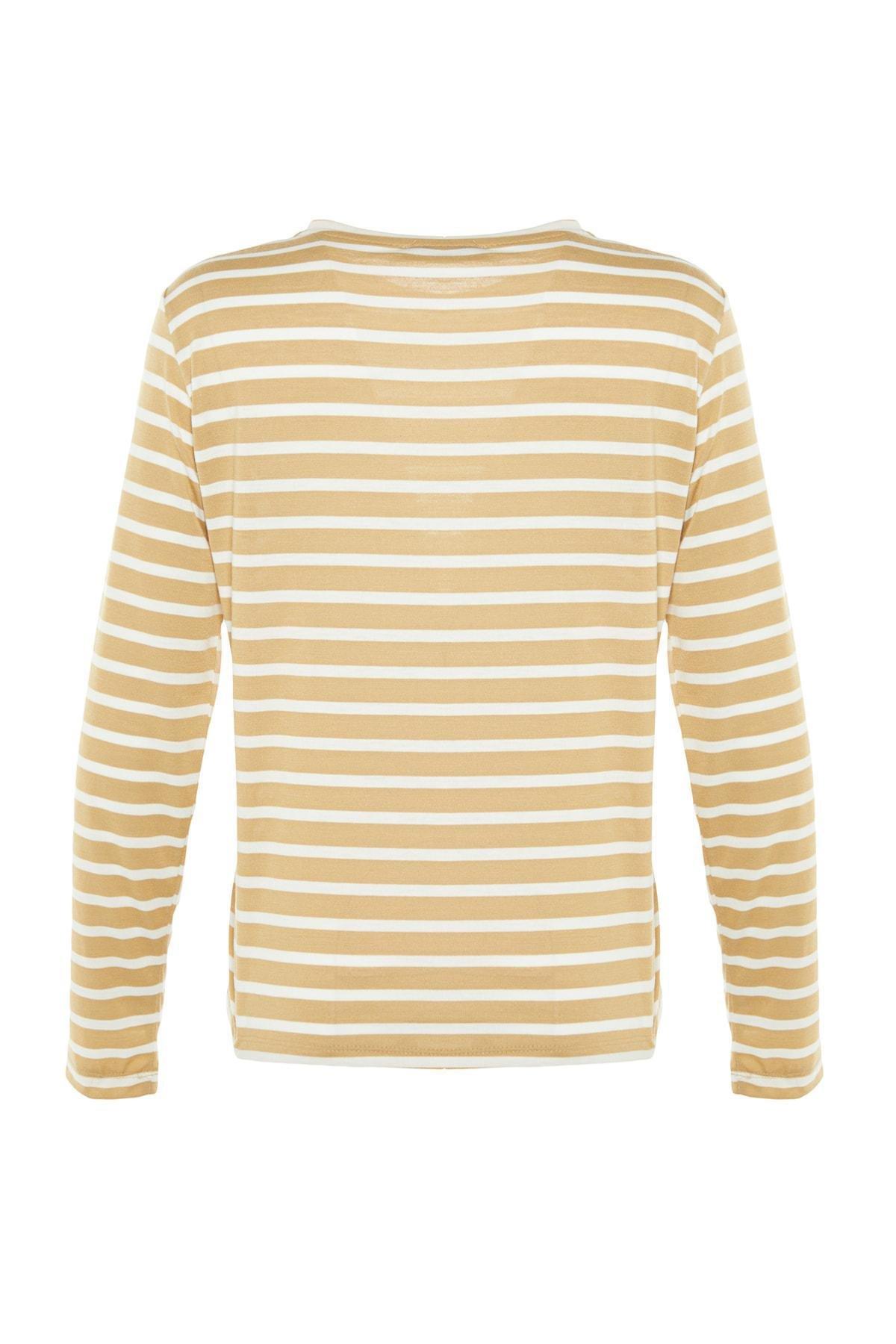 Beige Striped T-Shirt, , large image number 7