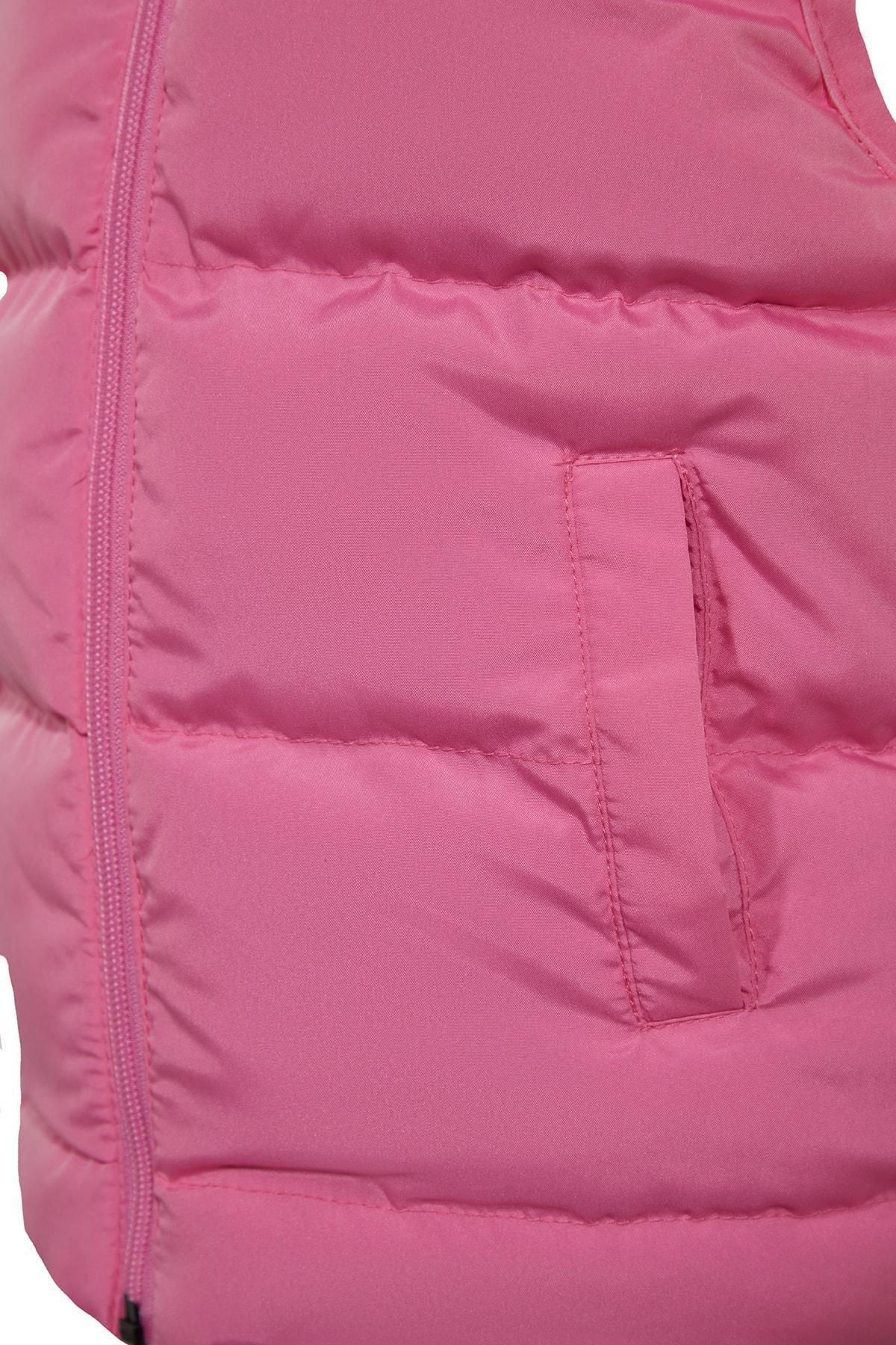 Trendyol - Pink Hoodie With Pocket Detailed Inflatable Vest, Kids Girls