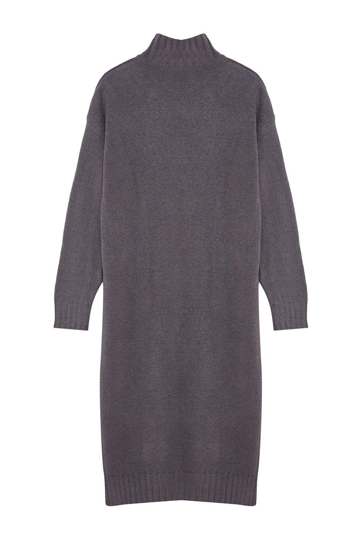 Anthracite Ribbed Sweater Midi Dress, , large image number 5