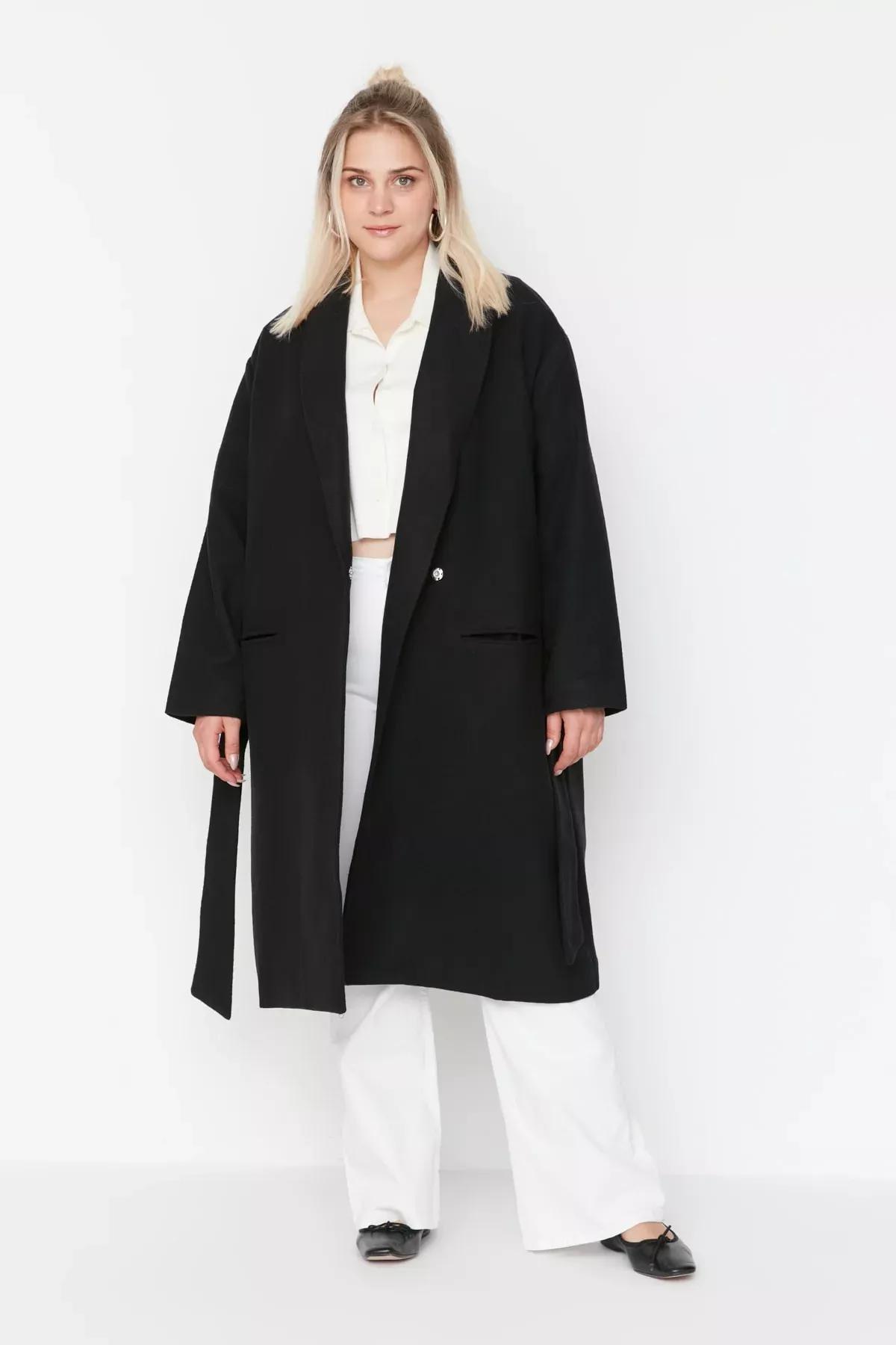 Black Parkas Plus Size Coat, Black, medium