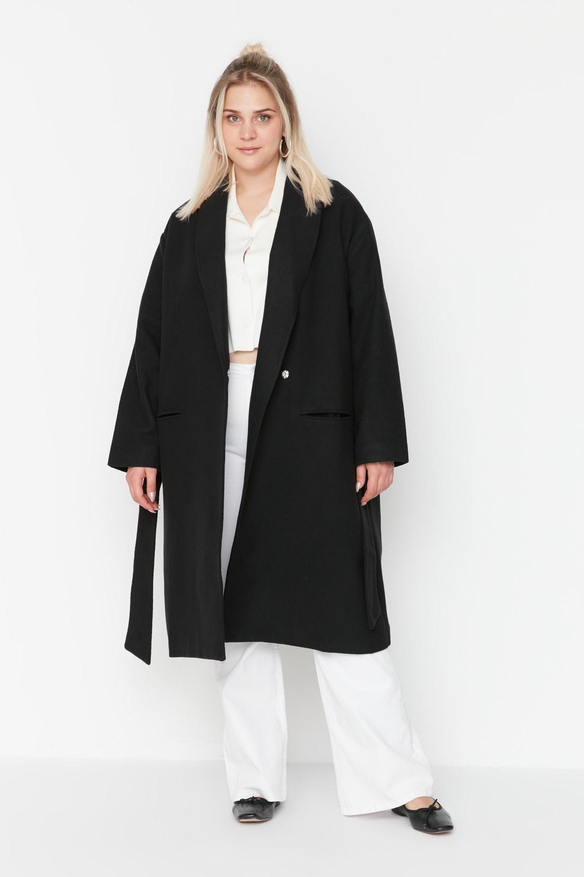 Black Parkas Plus Size Coat, , large image number 0