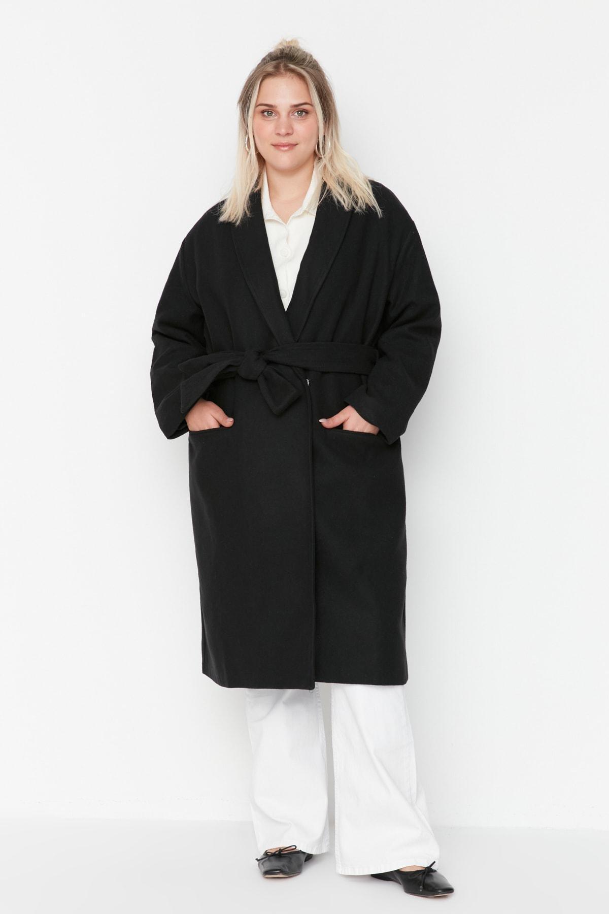 Black Parkas Plus Size Coat, , large image number 1
