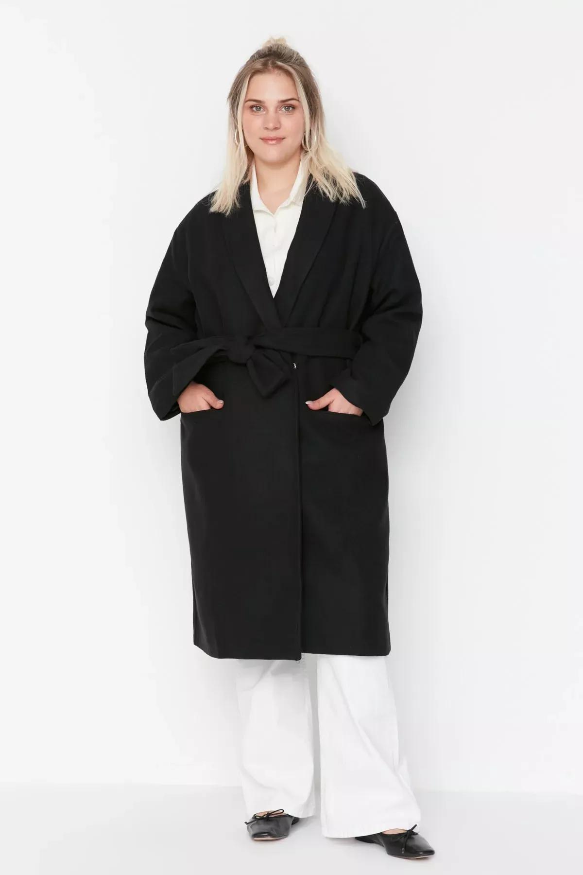 Black Parkas Plus Size Coat, Black, medium