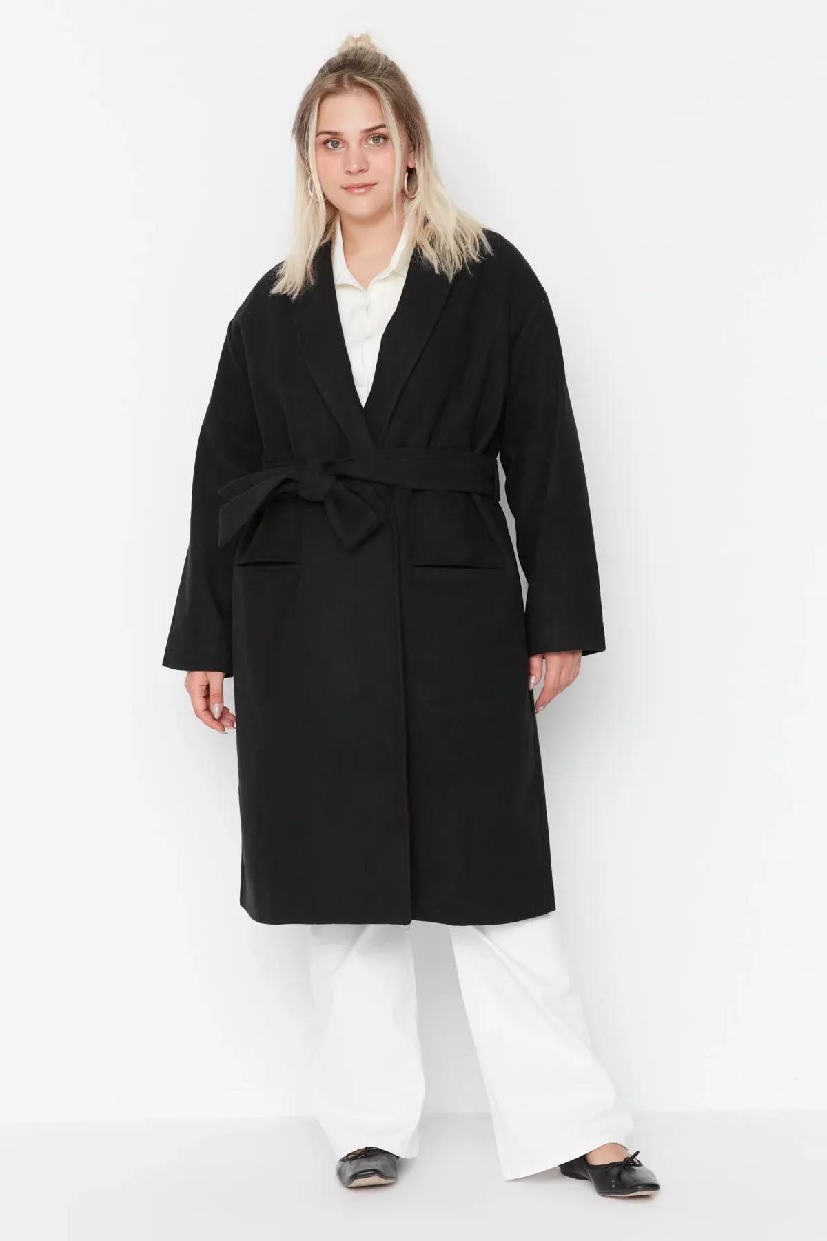 Black Parkas Plus Size Coat, Black, medium