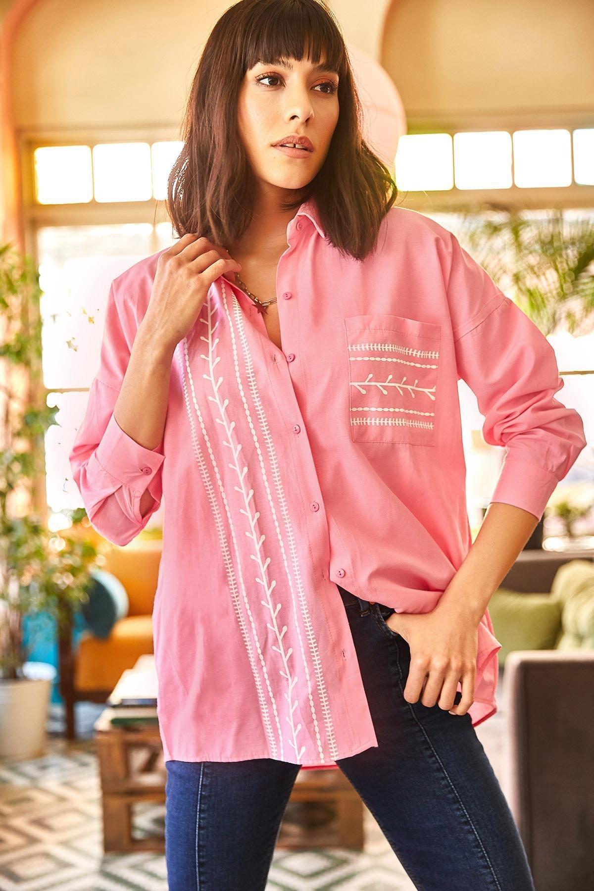 Pink Pocket Detailed Printed Shirt, , large image number 0