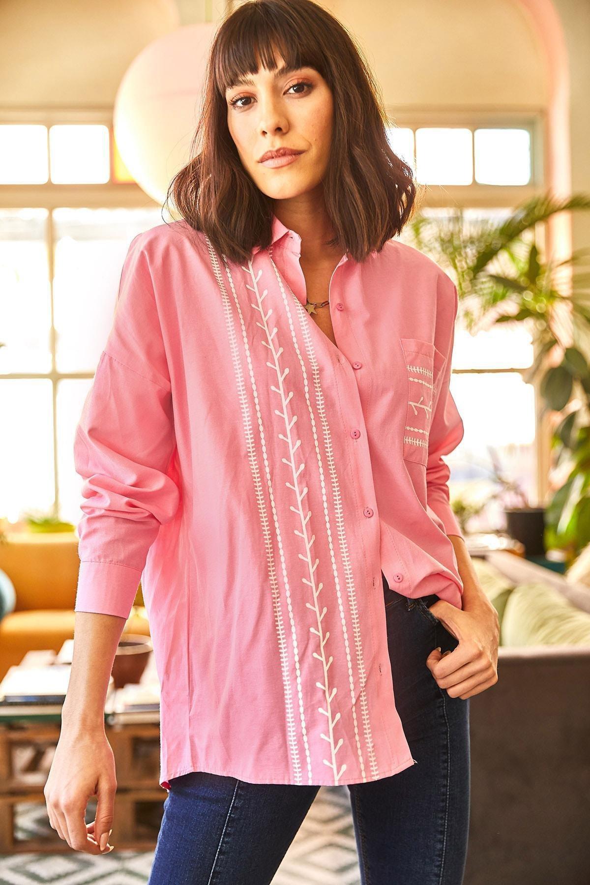Pink Pocket Detailed Printed Shirt, , large image number 1