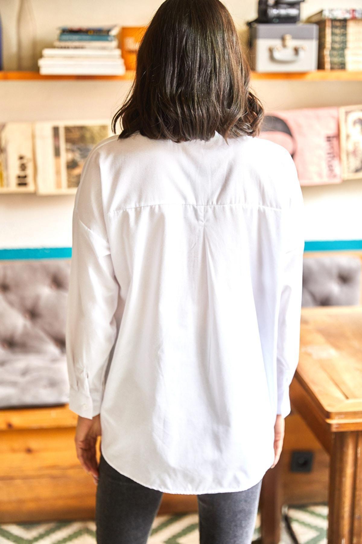 White Pocket Detailed Printed Woven Shirt, , large image number 1