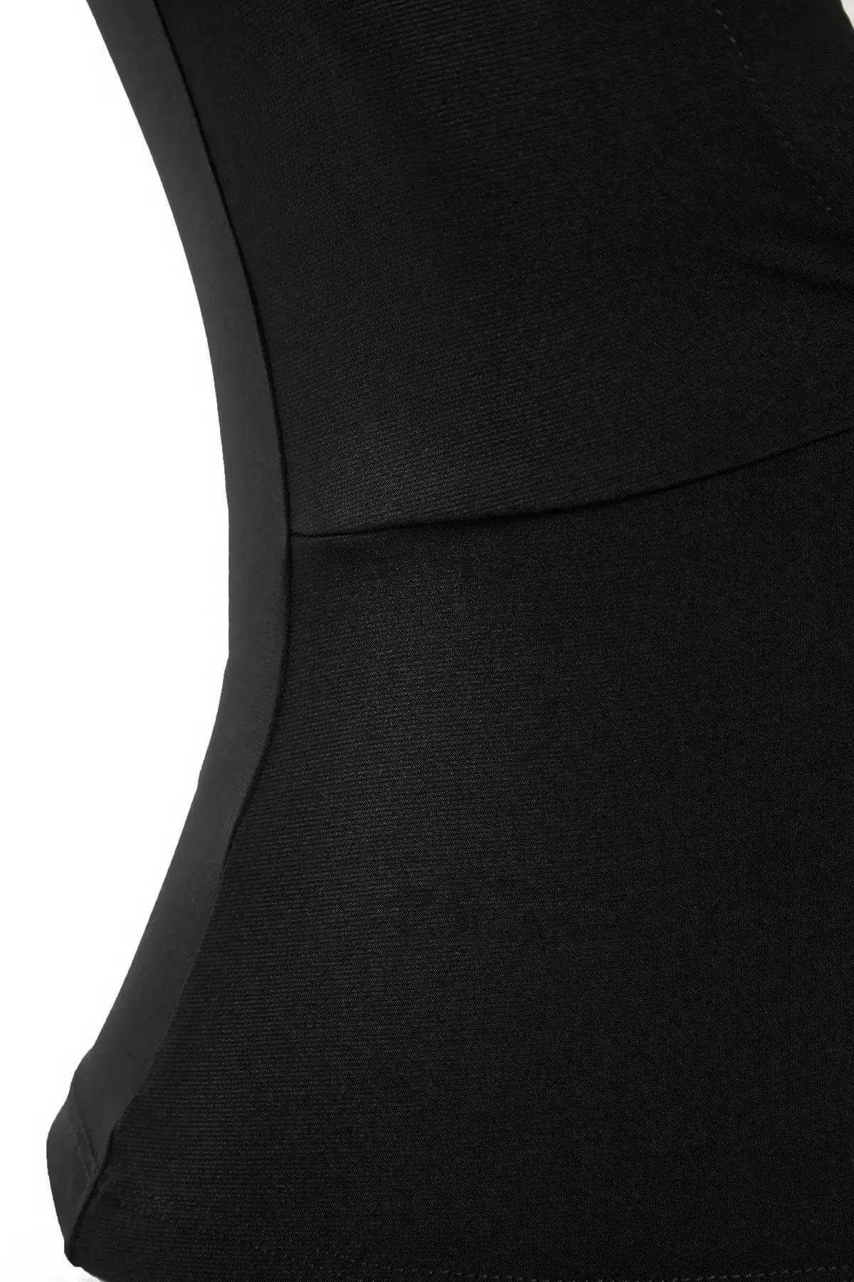 Black Fitted Halterneck Blouse, Black, large image number 5