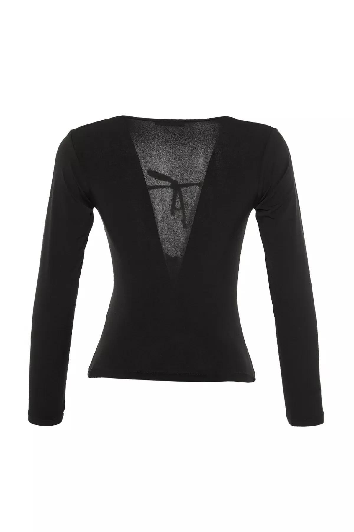 Black Fitted Halterneck Blouse, Black, large image number 6