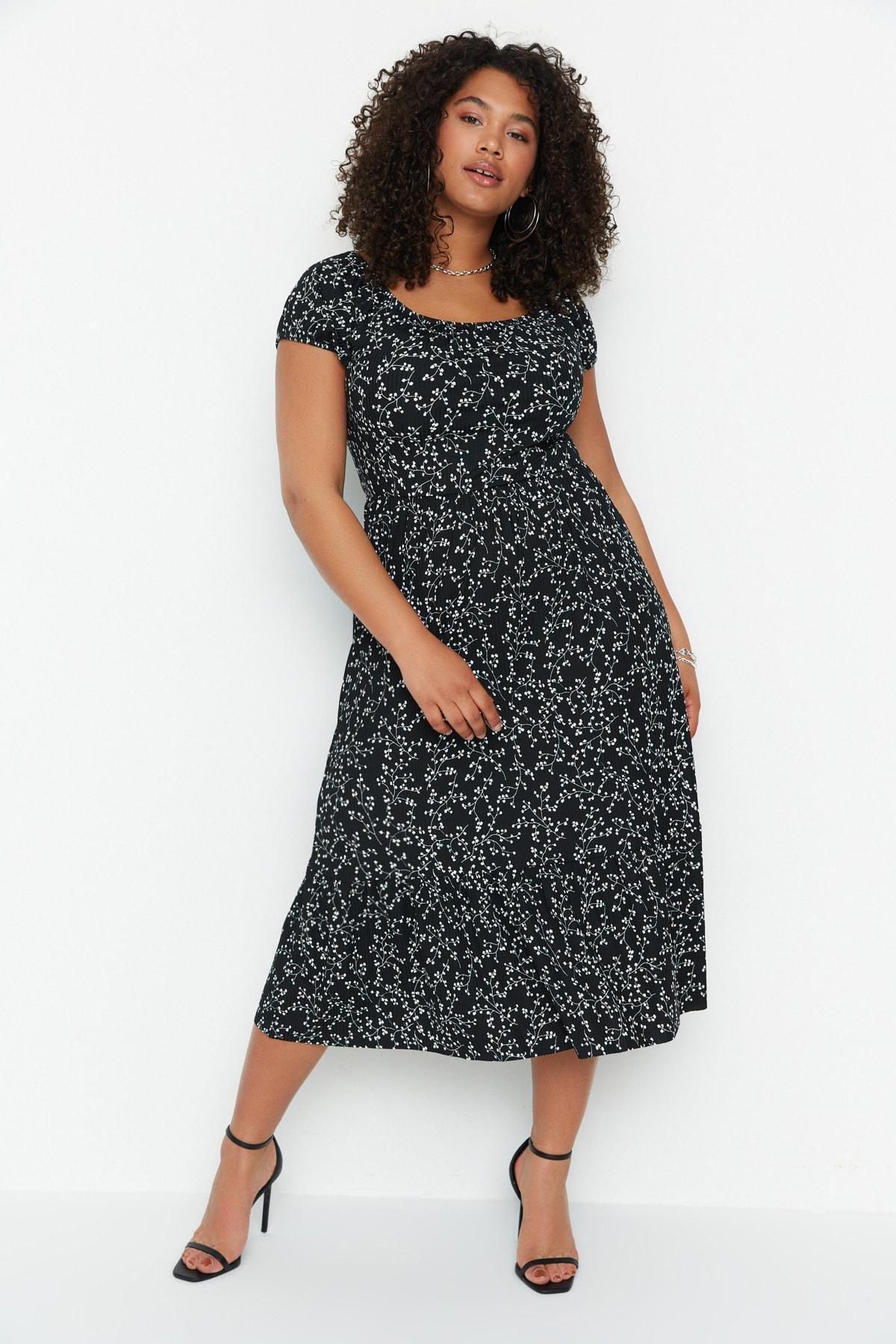 Black Off-Shoulder Plus Size Dress, , large image number 0