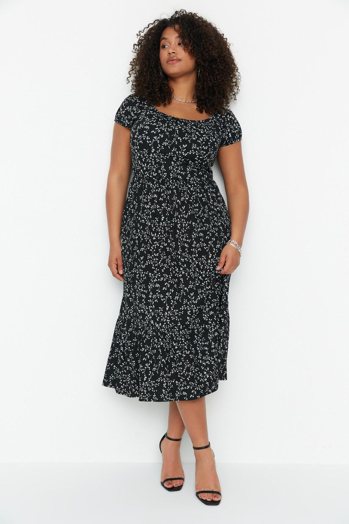 Black Off-Shoulder Plus Size Dress, , large image number 1
