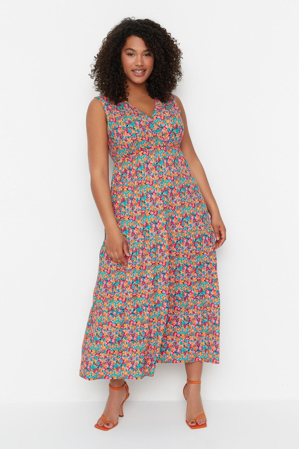 Multicolour Floral Plus Size Dress, , large image number 3
