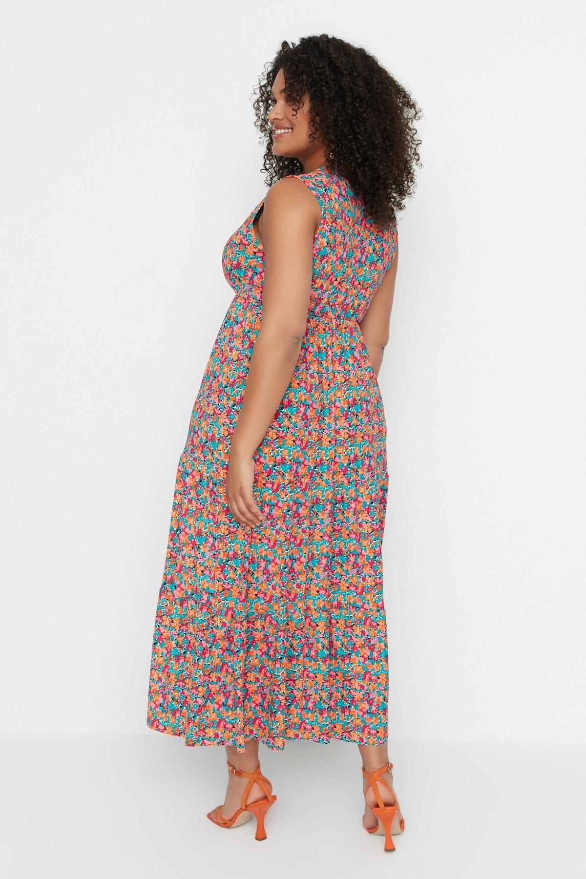 Multicolour Floral Plus Size Dress, , large image number 4