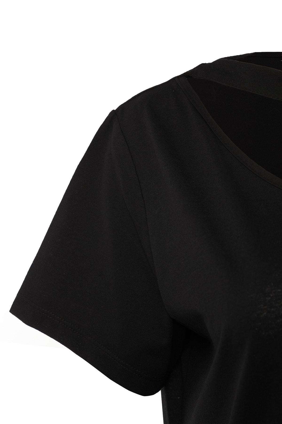 Black Crew Neck Plus Size T-Shirt, Black, large image number 5