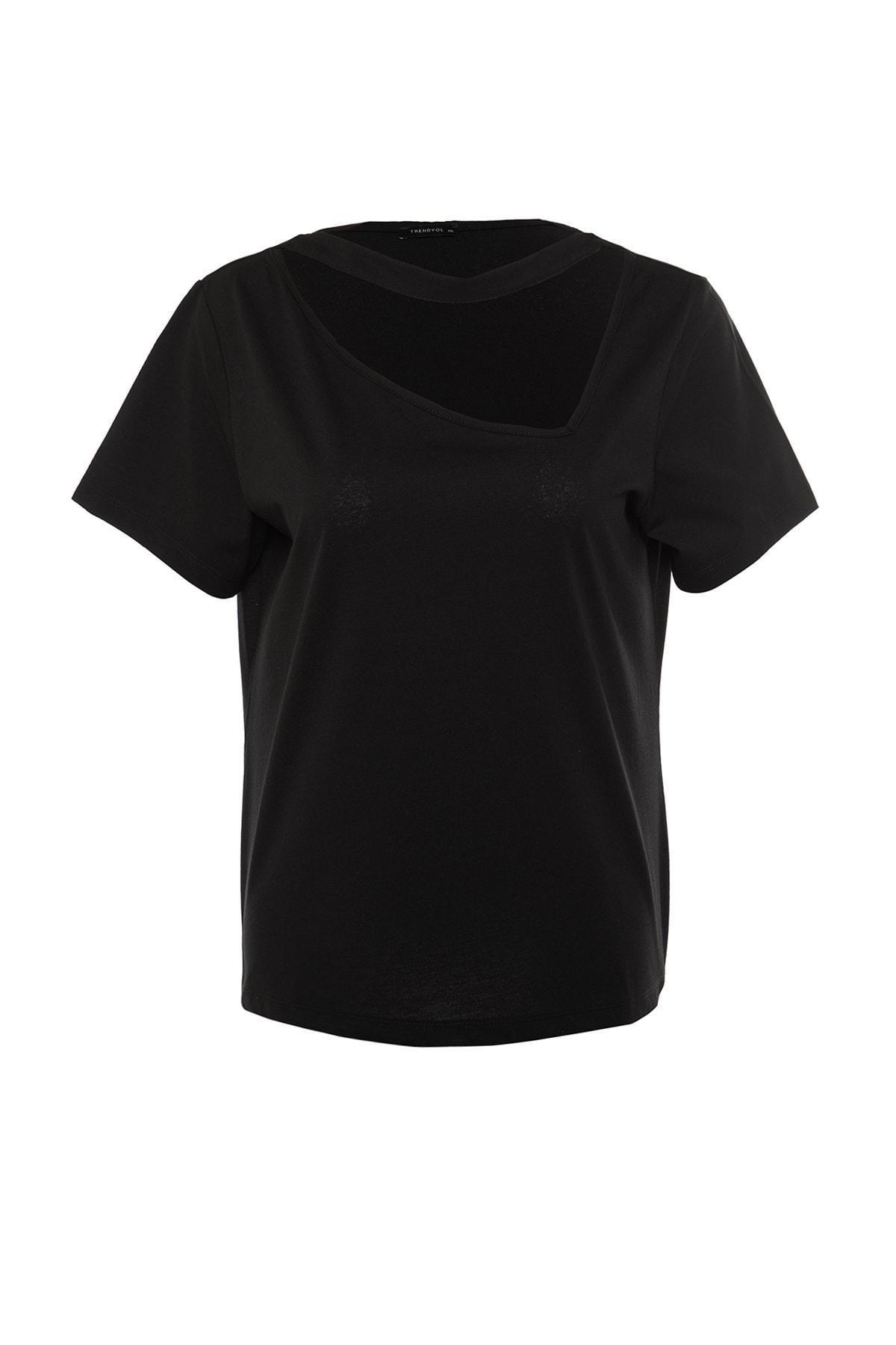 Black Crew Neck Plus Size T-Shirt, Black, large image number 7